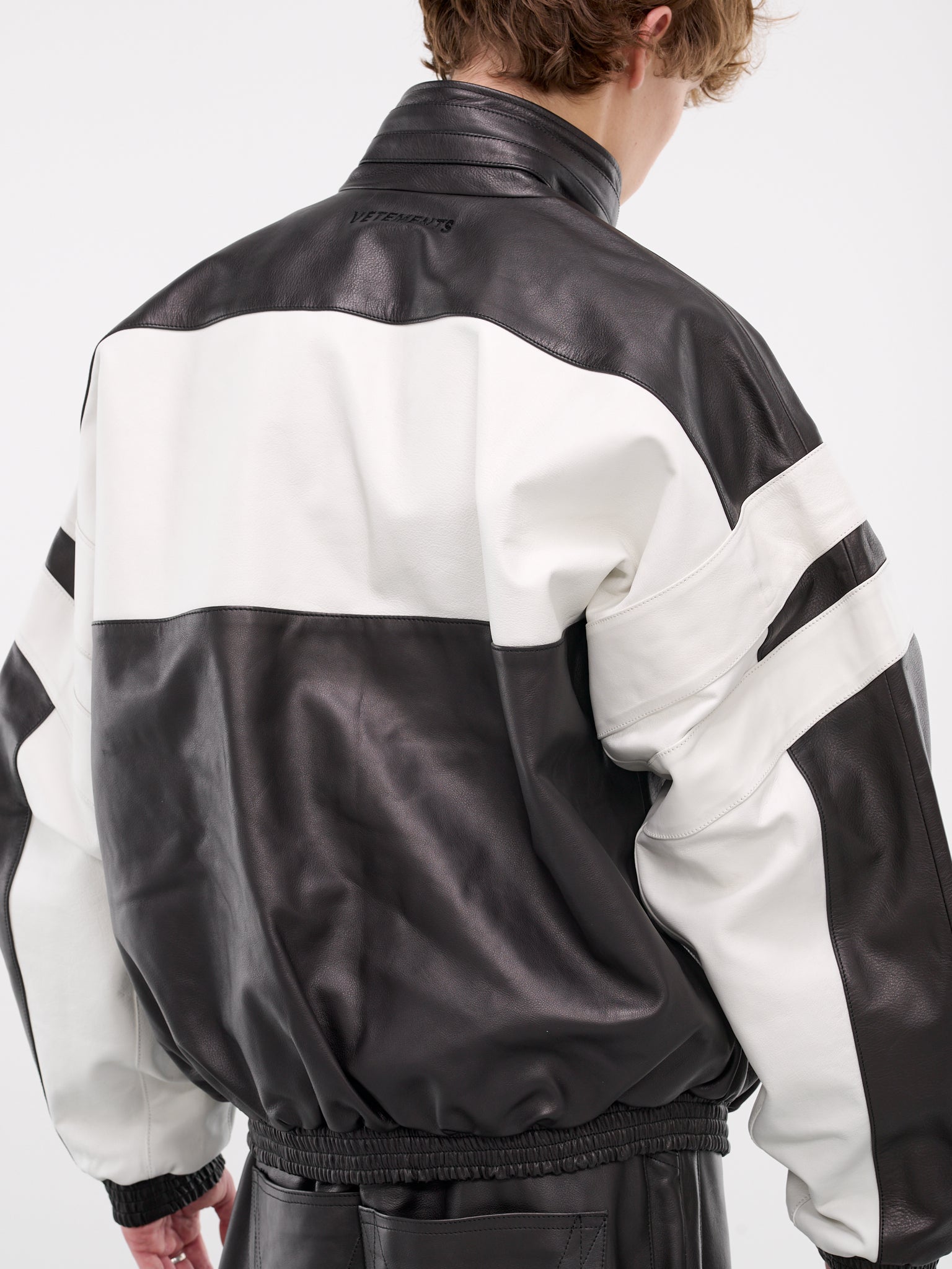 Leather Tracksuit Jacket (UA65JA560W-BLACK-WHITE)