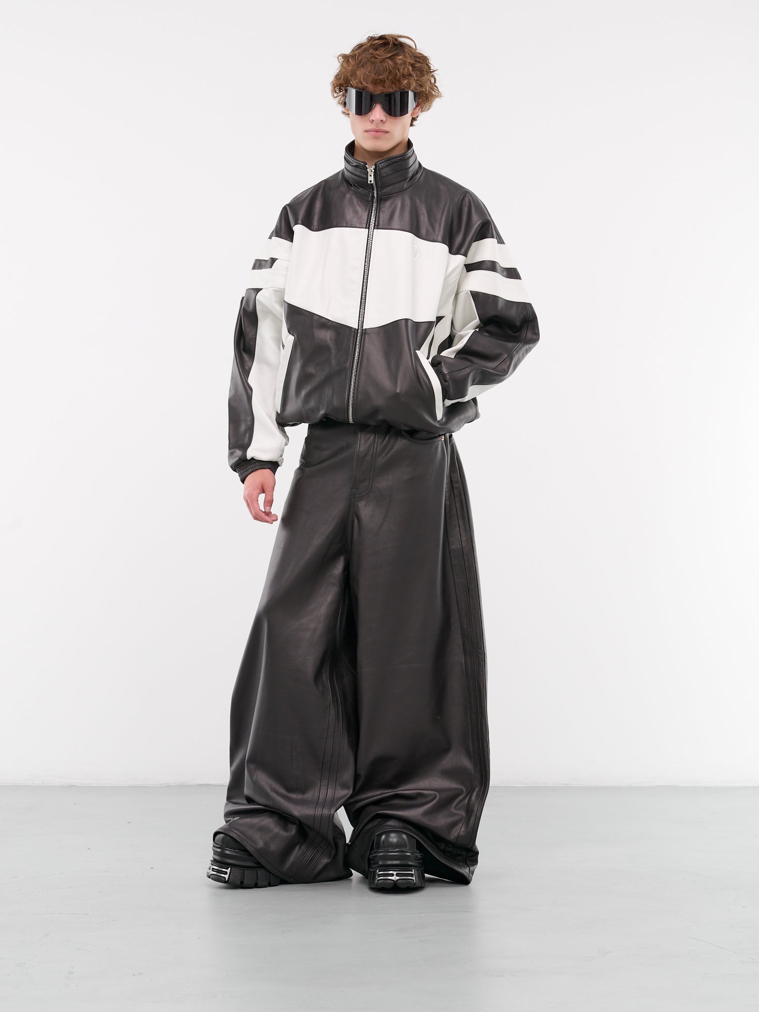 Leather Tracksuit Jacket (UA65JA560W-BLACK-WHITE)