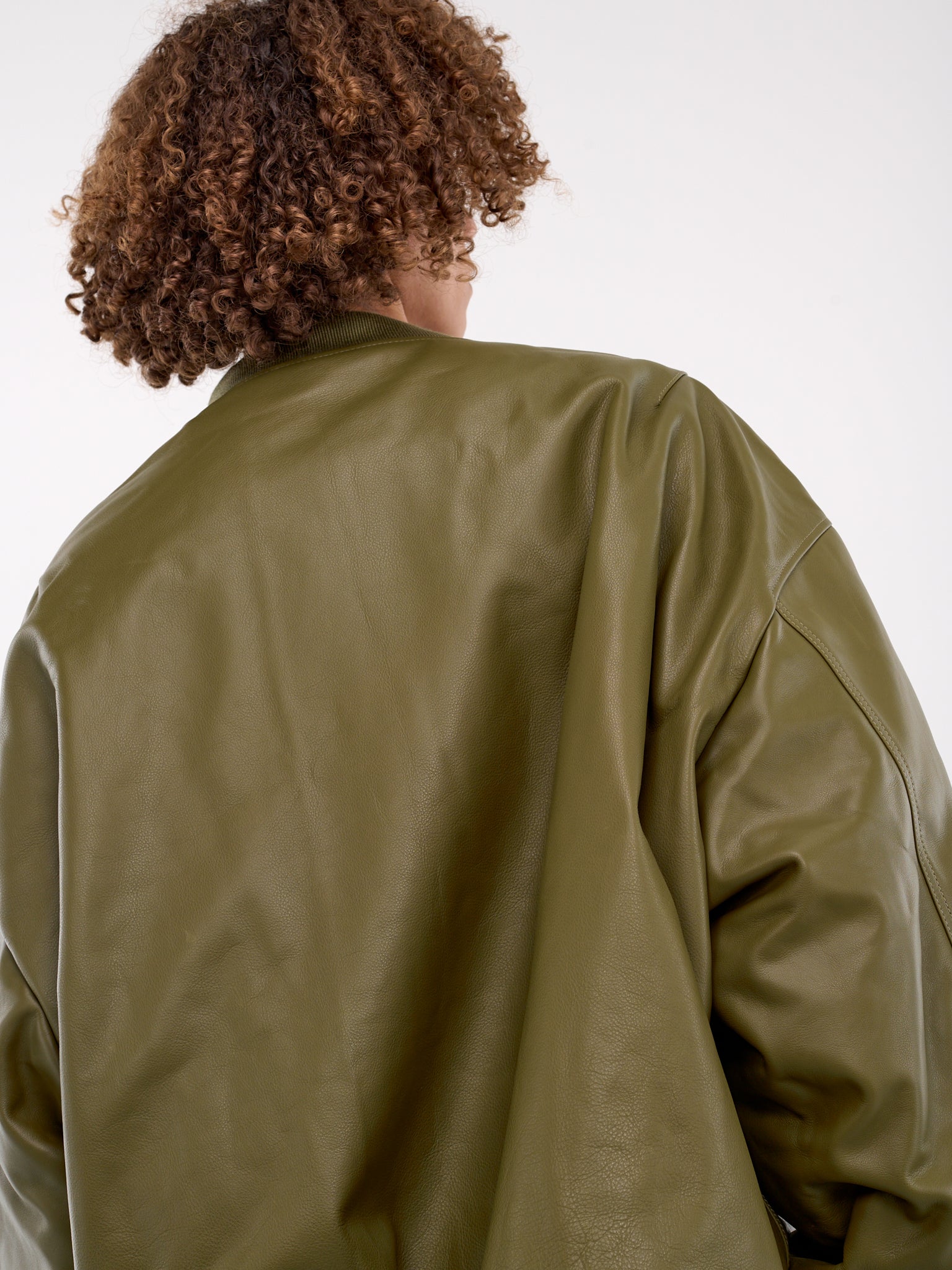 Leather Bomber Jacket (UA66JA200E-GREEN)