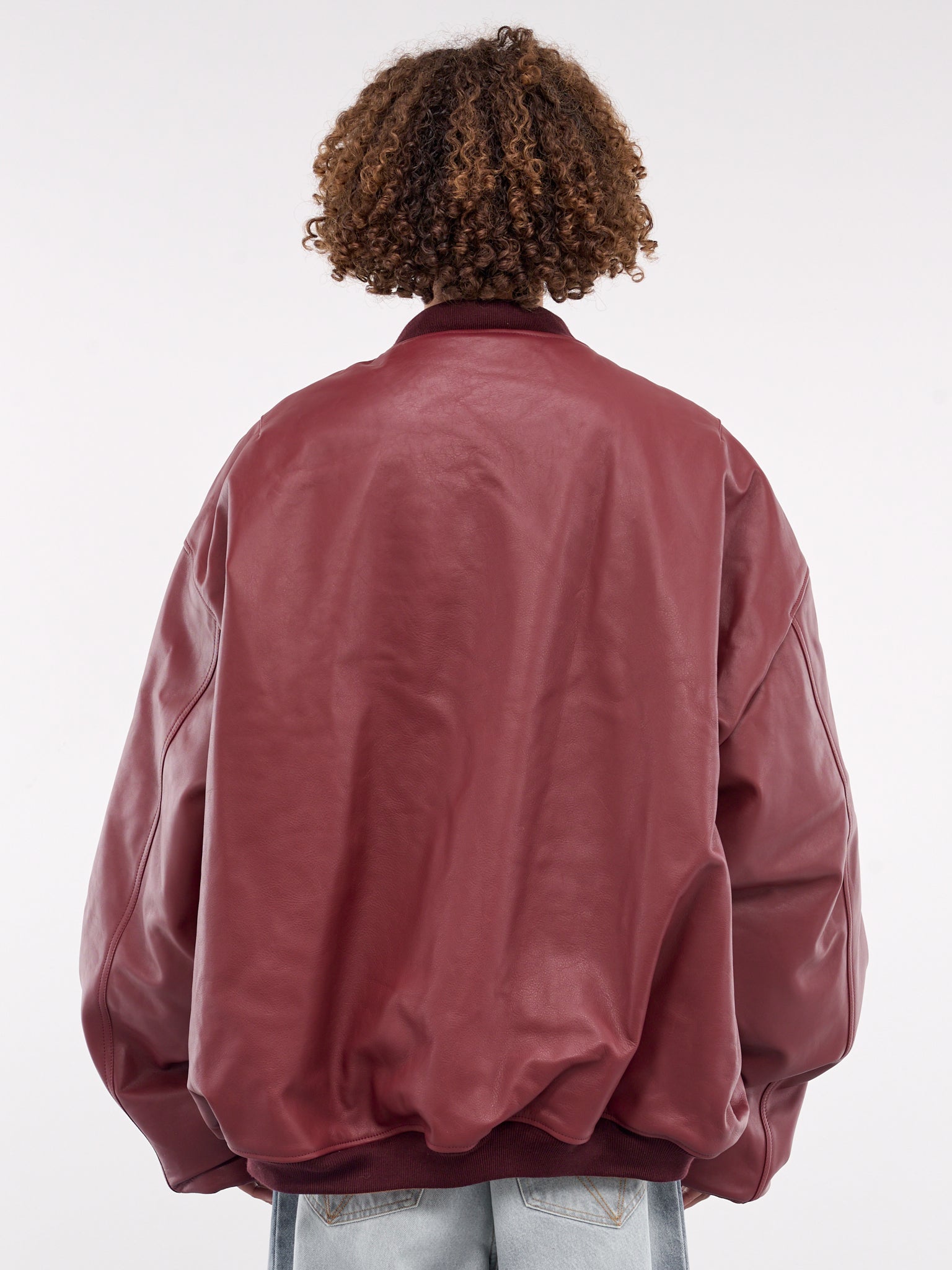 Leather Bomber Jacket (UA66JA200R-BORDEAUX)