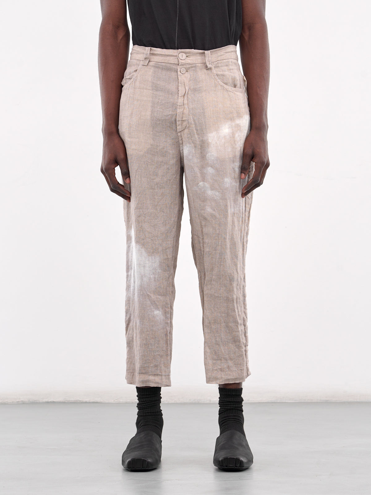 Graphic Linen Trousers (UC1E4501-1-NATURAL-BASE)