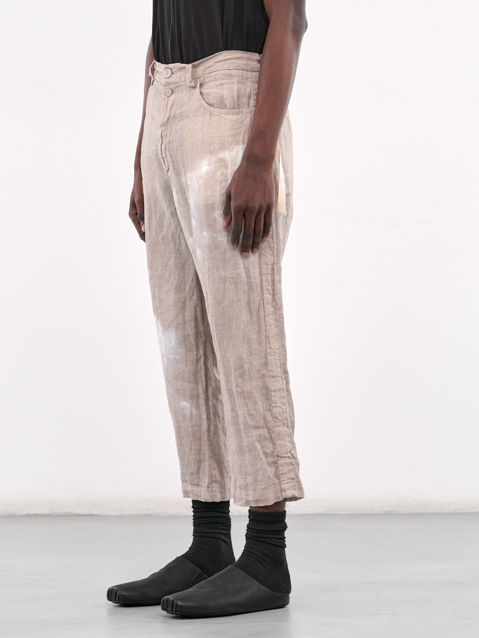 Graphic Linen Trousers (UC1E4501-1-NATURAL-BASE)