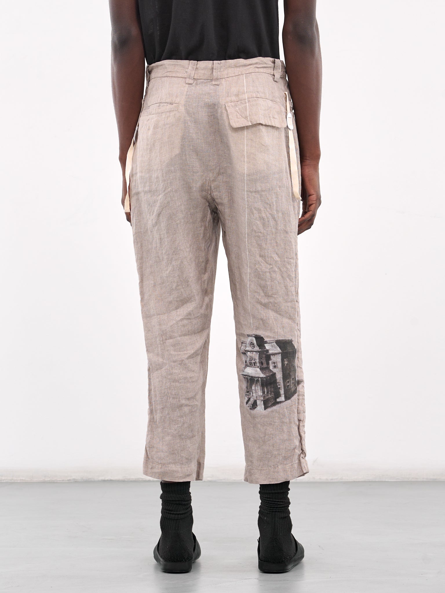 Graphic Linen Trousers (UC1E4501-1-NATURAL-BASE)