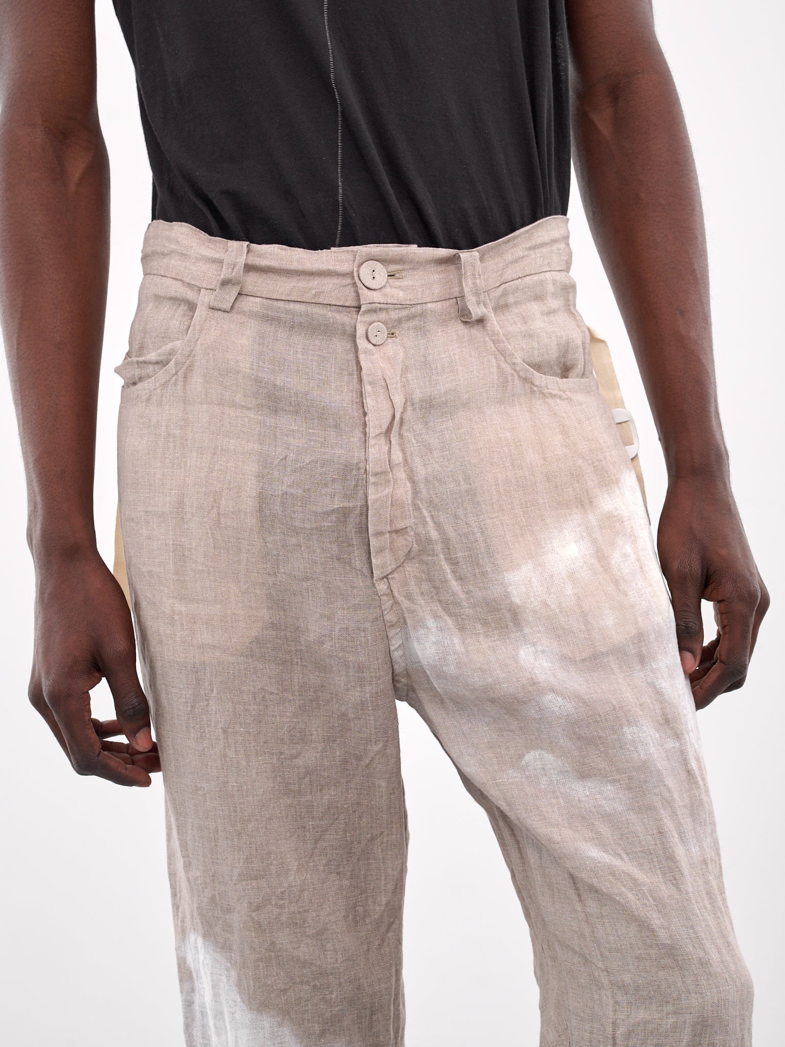 Graphic Linen Trousers (UC1E4501-1-NATURAL-BASE)