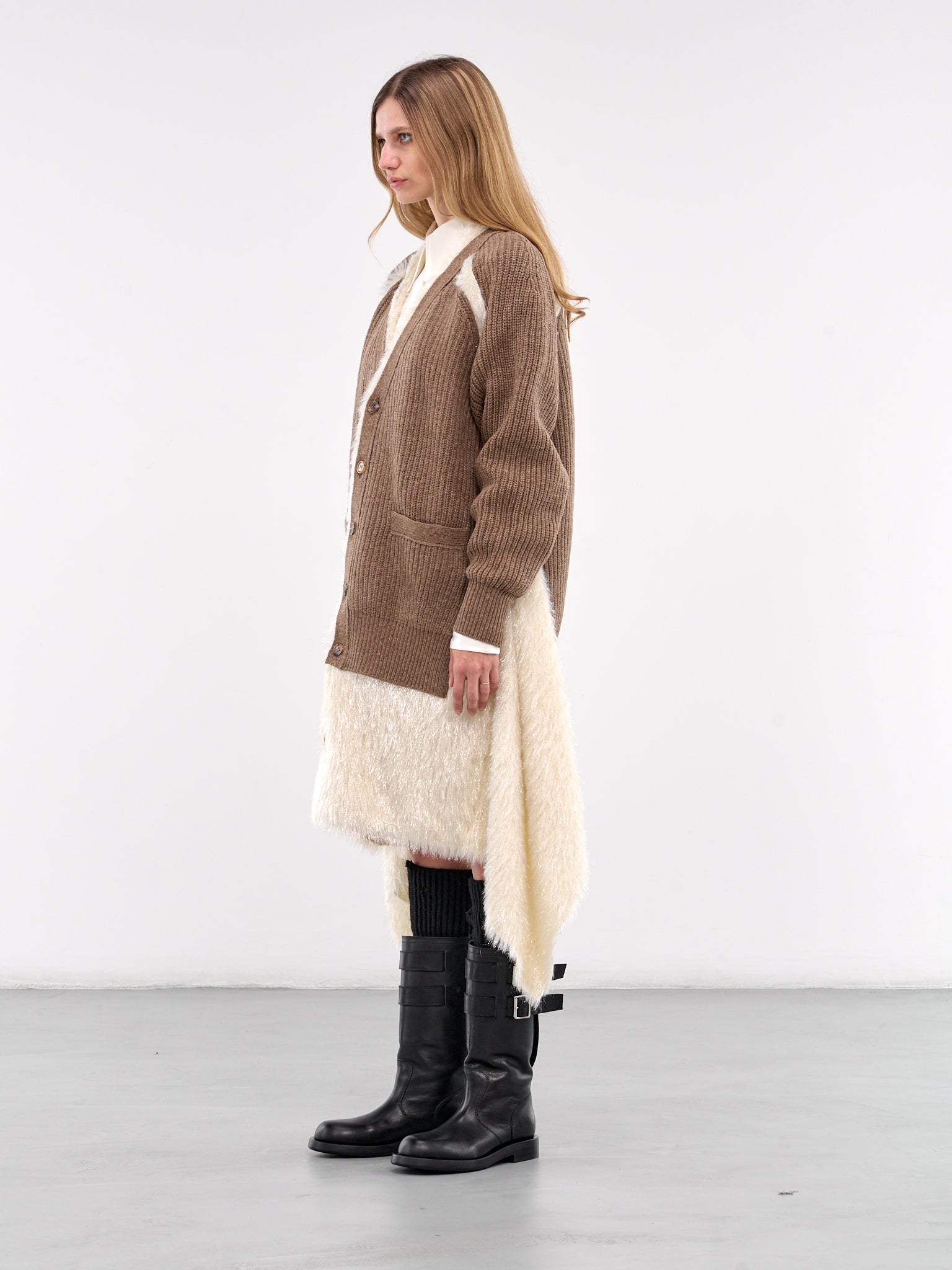 Shearling Cardigan (UC2D1903-GRAY-BROWN)