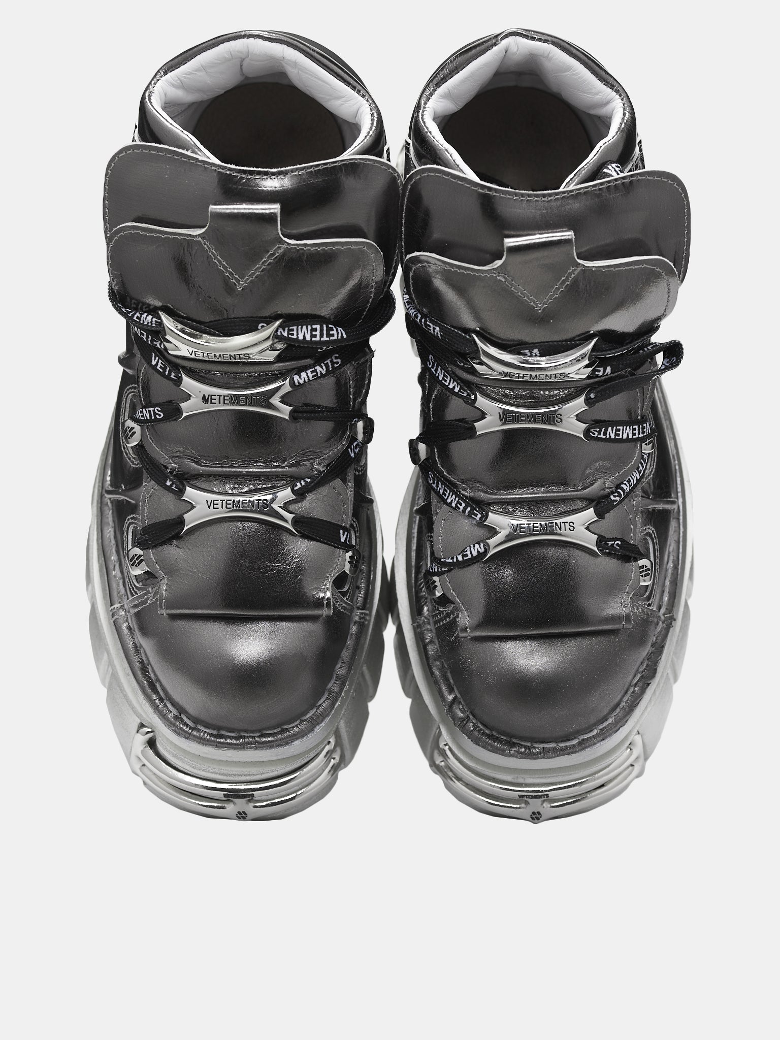 Vetements X New Rock Leather Platform Sneakers in Black