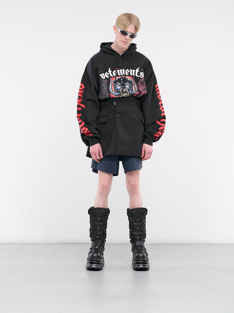 VETEMENTS: Black Crystal-Cut Hoodie