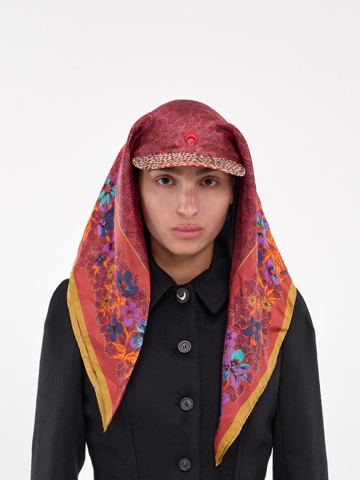 Regenerated Silk Scarf Veiled Cap (UHG028A-UWOV0027-MULTI)