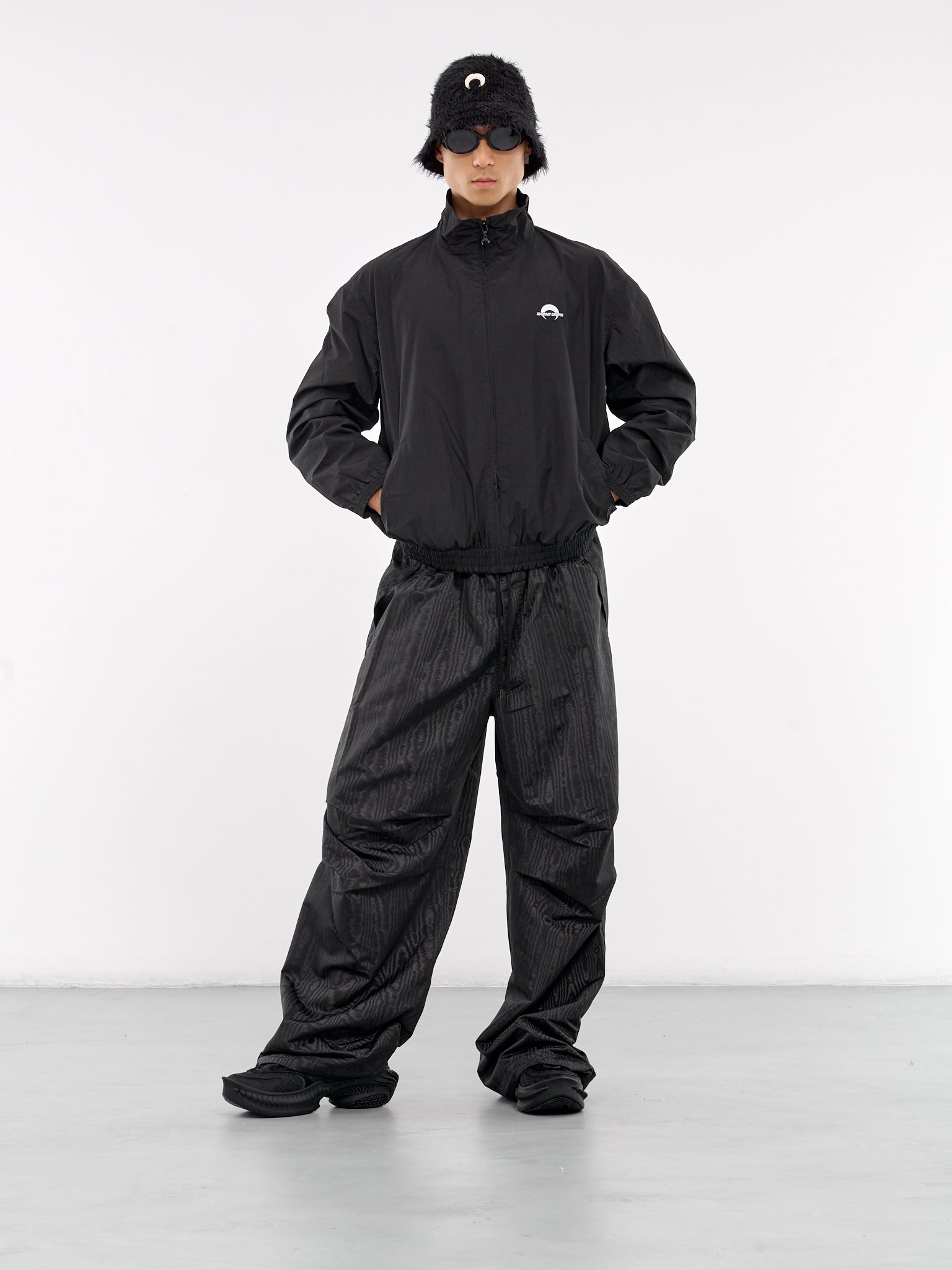 Recycled Moire Parachute Pants (MPA057A-CWOV0001-BLACK)