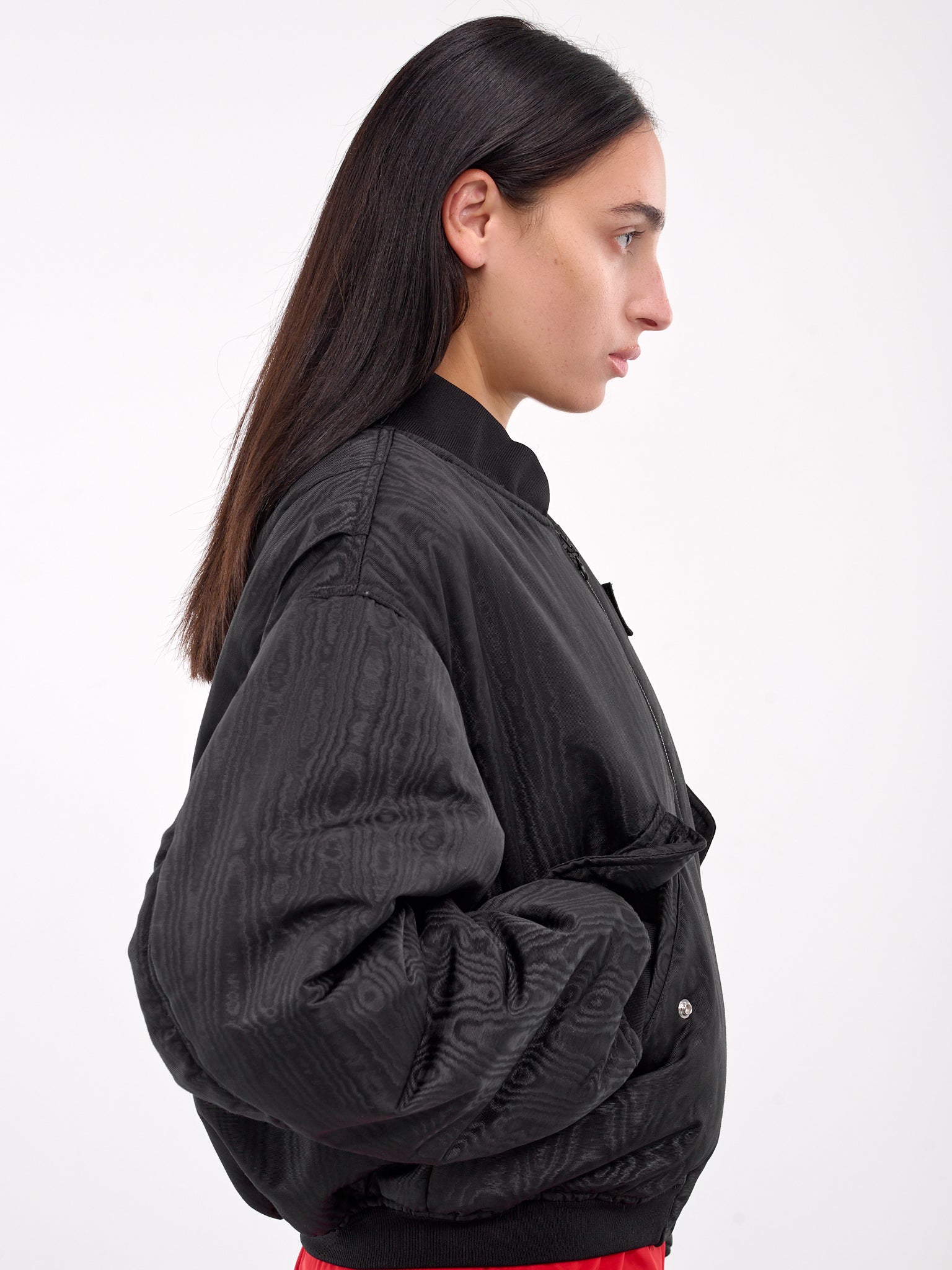 Moire Bomber Jacket (UJA054A-CWOV0001-BLACK)