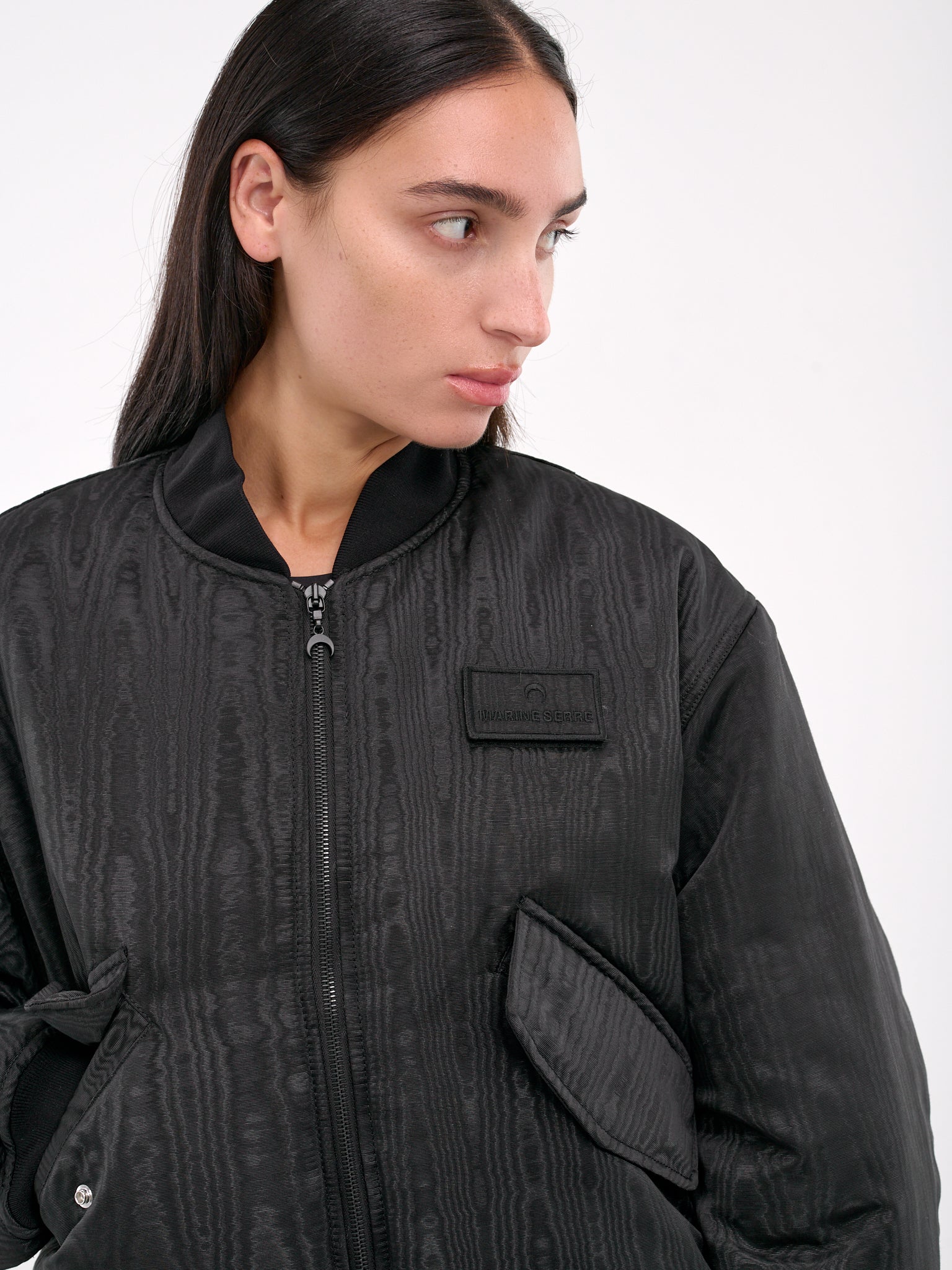 Moire Bomber Jacket (UJA054A-CWOV0001-BLACK)