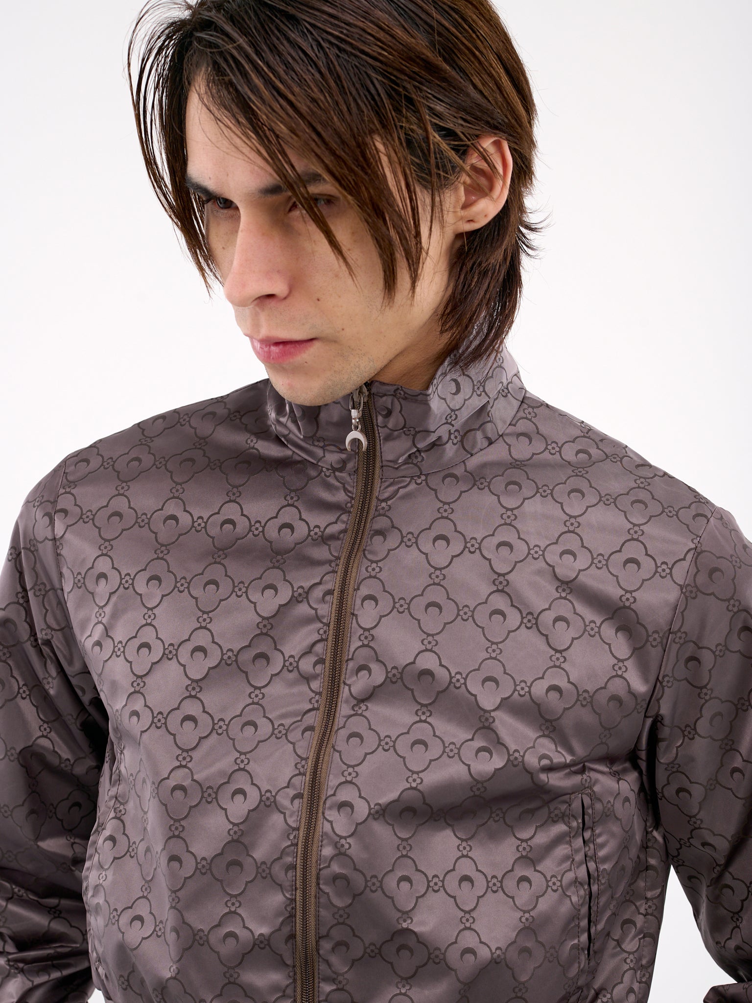 Recycled Jacquard Nylon Track Jacket (UJA060A-CWOV0055-STONE-GREY)