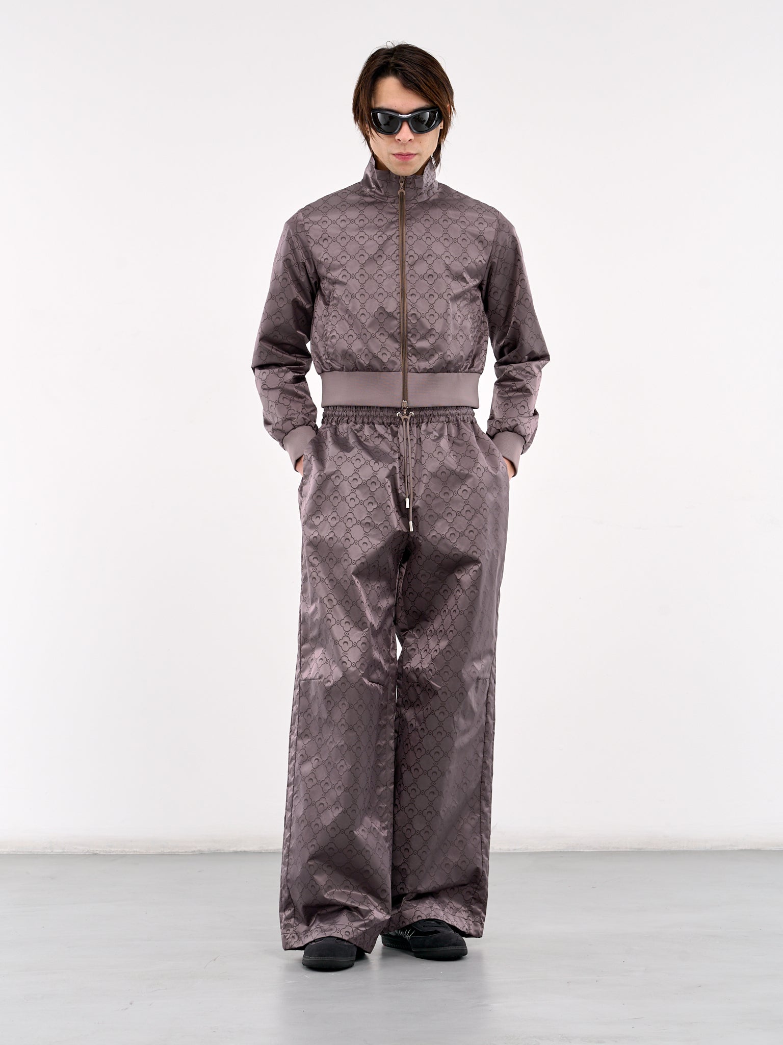 Recycled Jacquard Nylon Track Pants (UPA055A-CWOV0055-STONE-GREY)