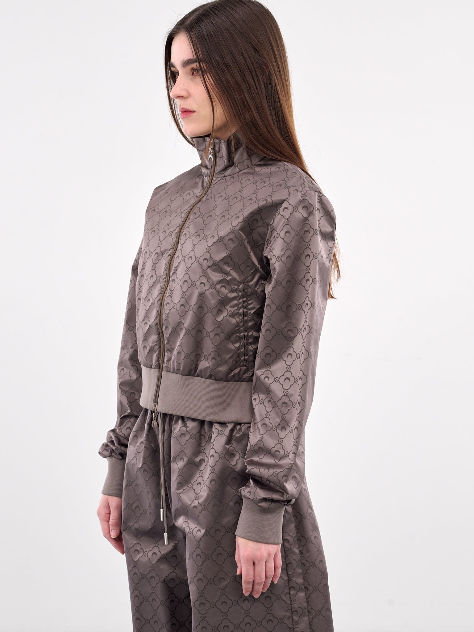 Recycled Jacquard Nylon Track Jacket (UJA060A-CWOV0055-STONE-GREY)