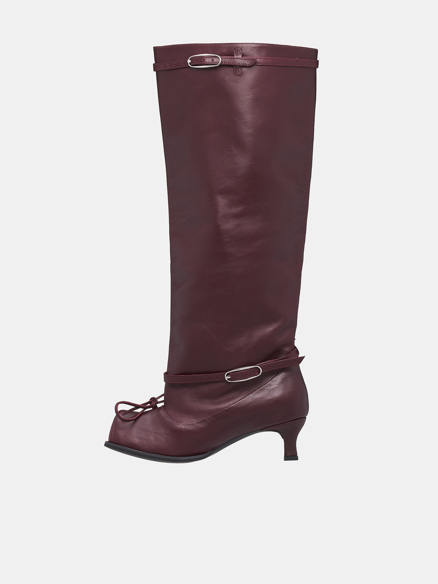 Knee High Buckle Boots (UK00-HLBBR-BORDEAUX)