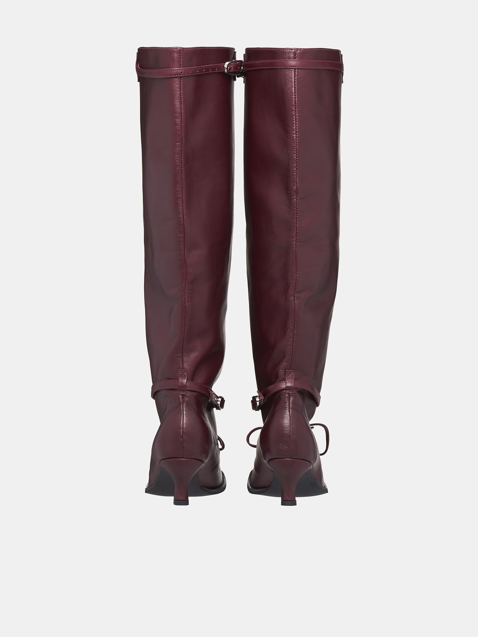 Knee High Buckle Boots (UK00-HLBBR-BORDEAUX)