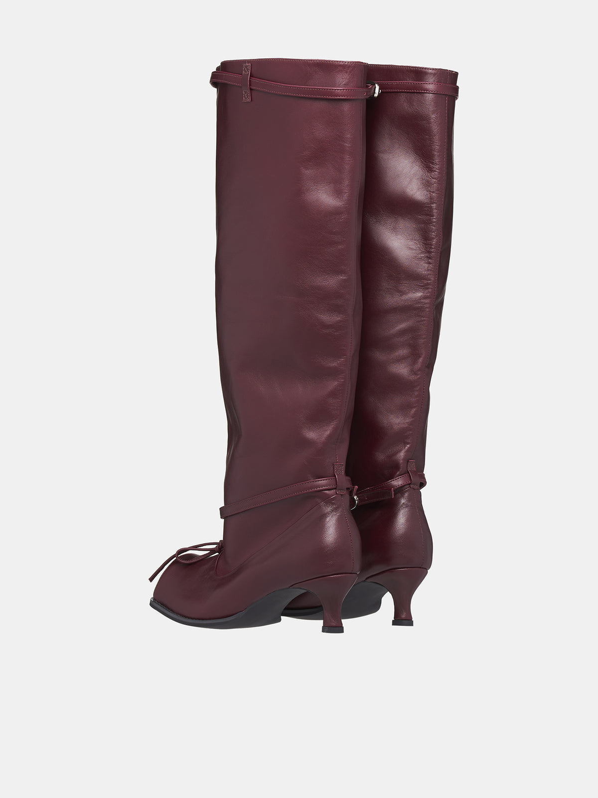 Knee High Buckle Boots (UK00-HLBBR-BORDEAUX)