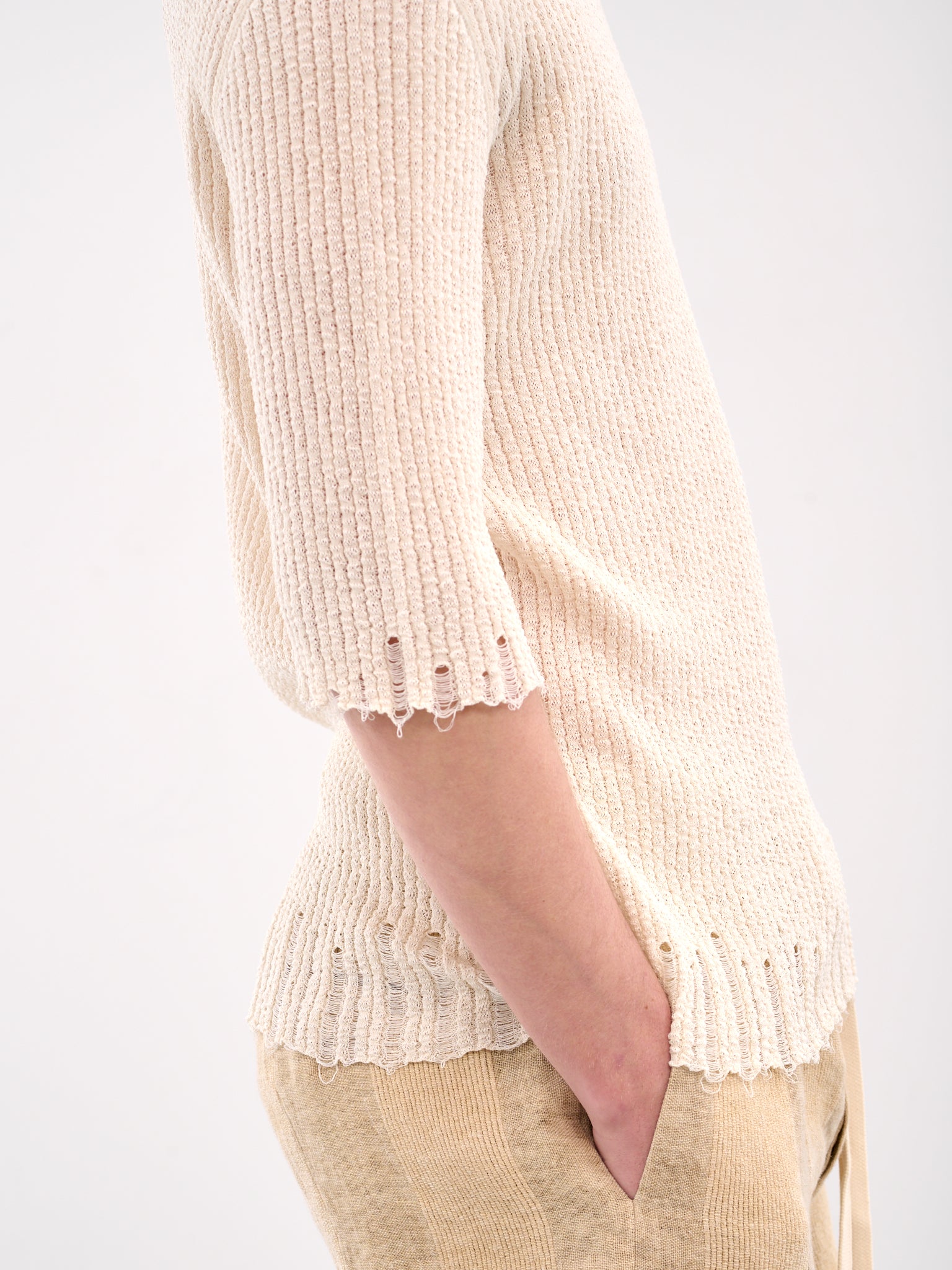 Distressed Knit Top (UK7563-UW101-OFF-WHITE)