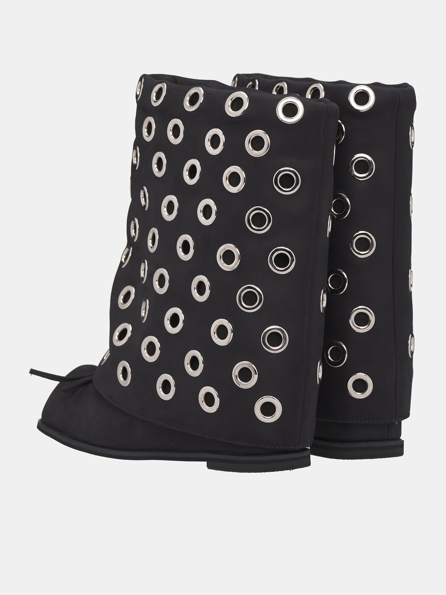 Rivet Wide Shaft Boots (UK00-HLBBS-BLACK-STUD)