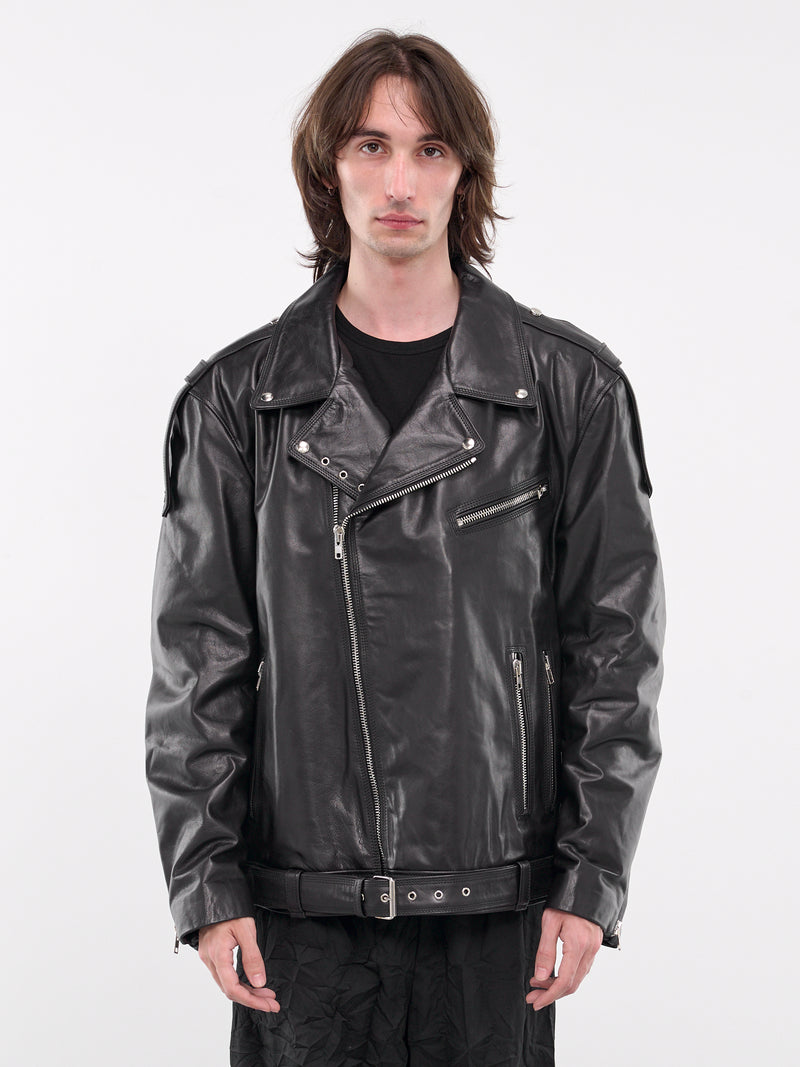 Oversized Biker Jacket (UL01F24-BLACK)