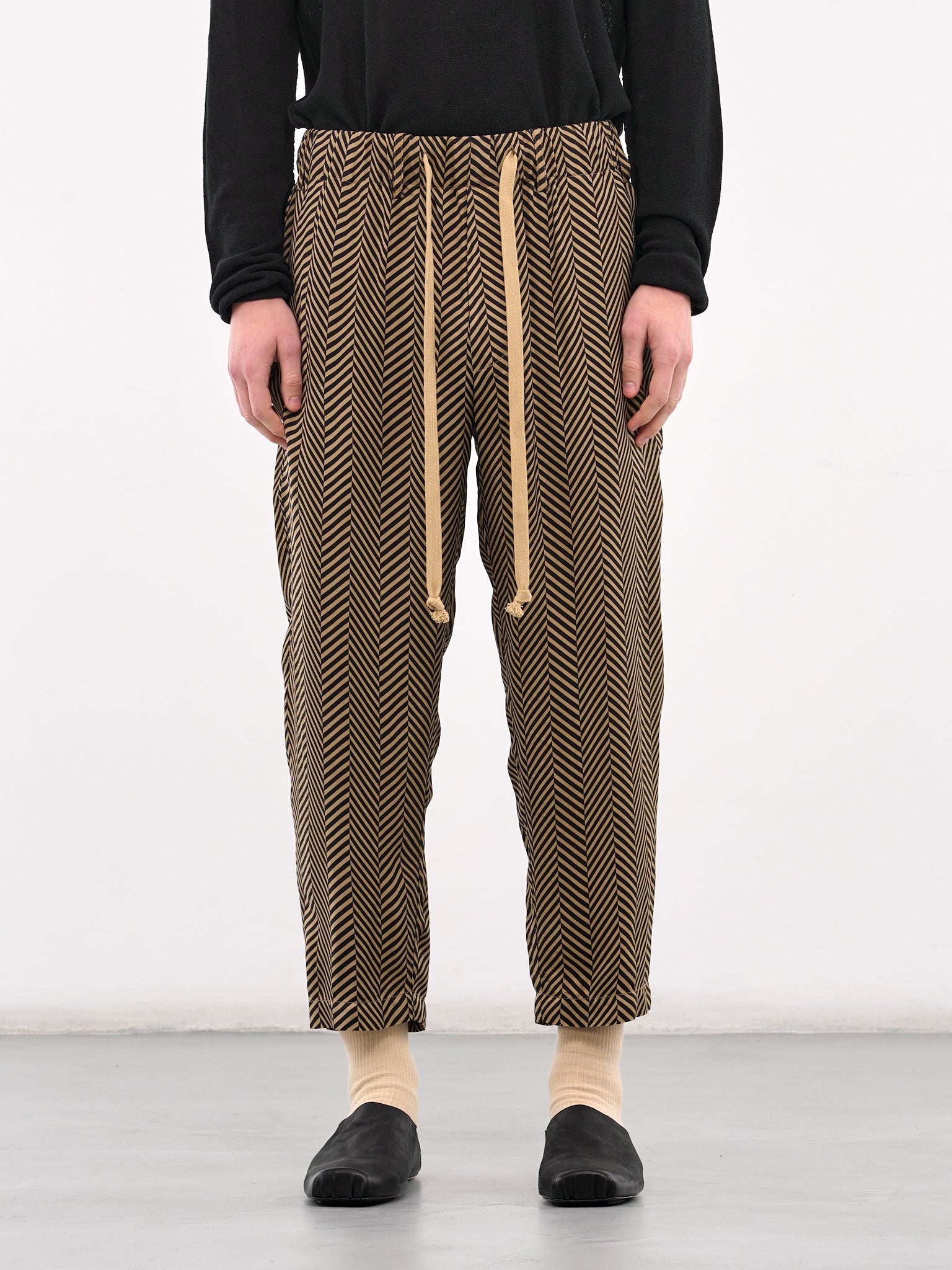 Herringbone Pajama Pants (UM3505-UW029-TAN-BLACK)