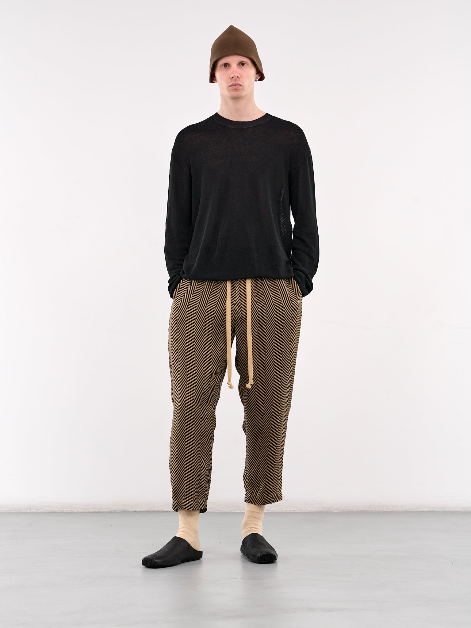 Herringbone Pajama Pants (UM3505-UW029-TAN-BLACK)