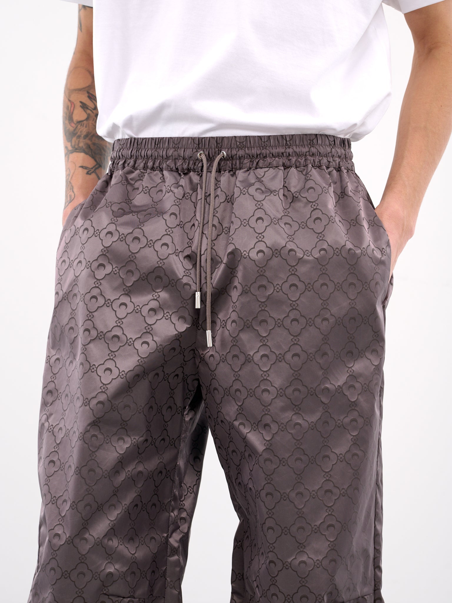 Recycled Jacquard Nylon Track Pants (UPA055A-CWOV0055-STONE-GREY)