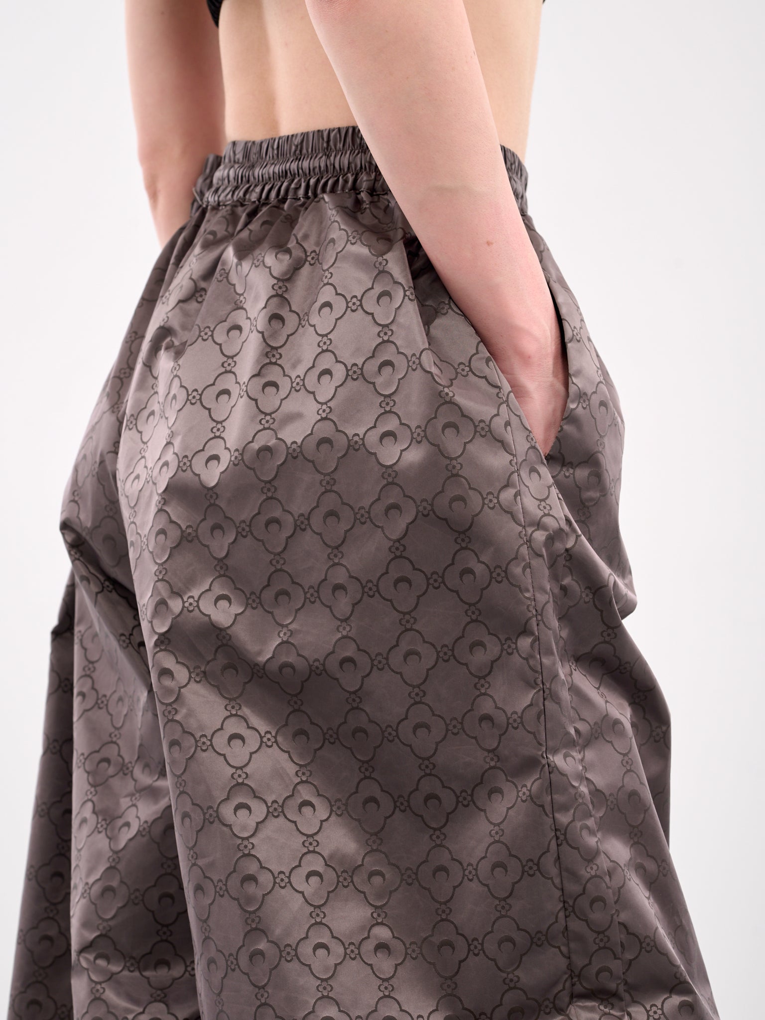 Recycled Jacquard Nylon Track Pants (UPA055A-CWOV0055-STONE-GREY)