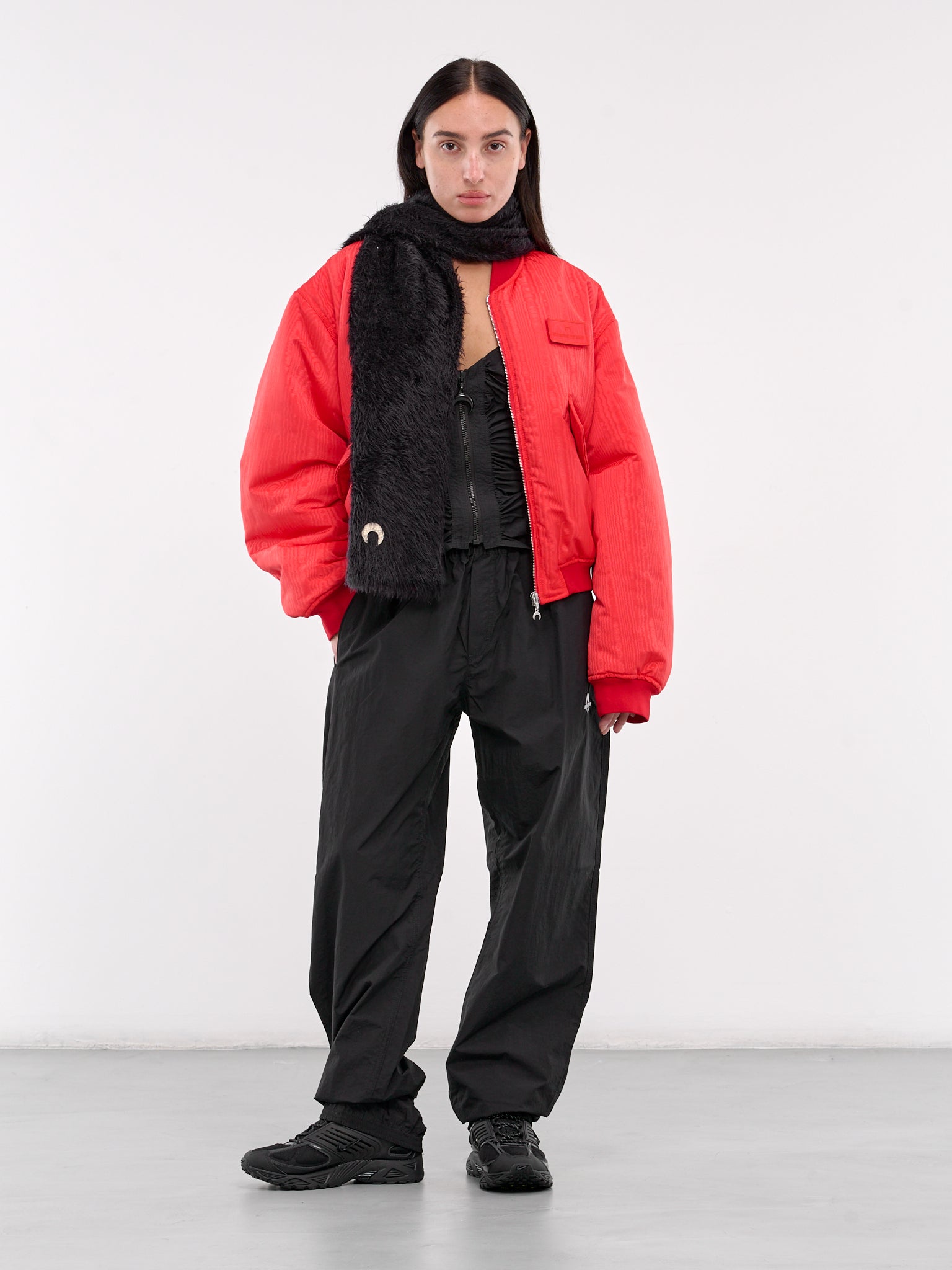 Recycled Moire Bomber Jacket (UJA054A-CWOV001-RED)