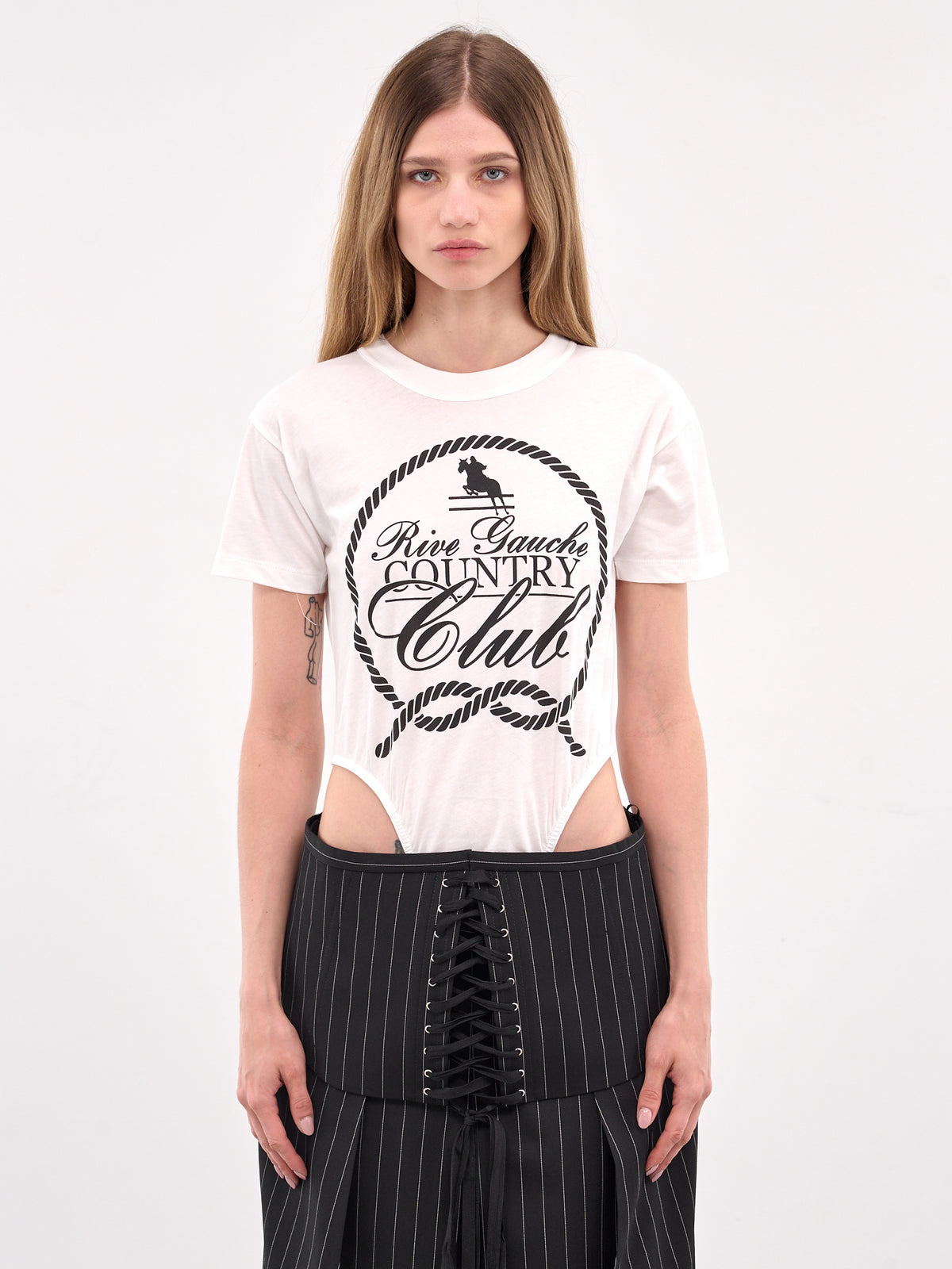 Country Club Tee Leotard (VAQ09U001-BLANC-DE-BLANC)