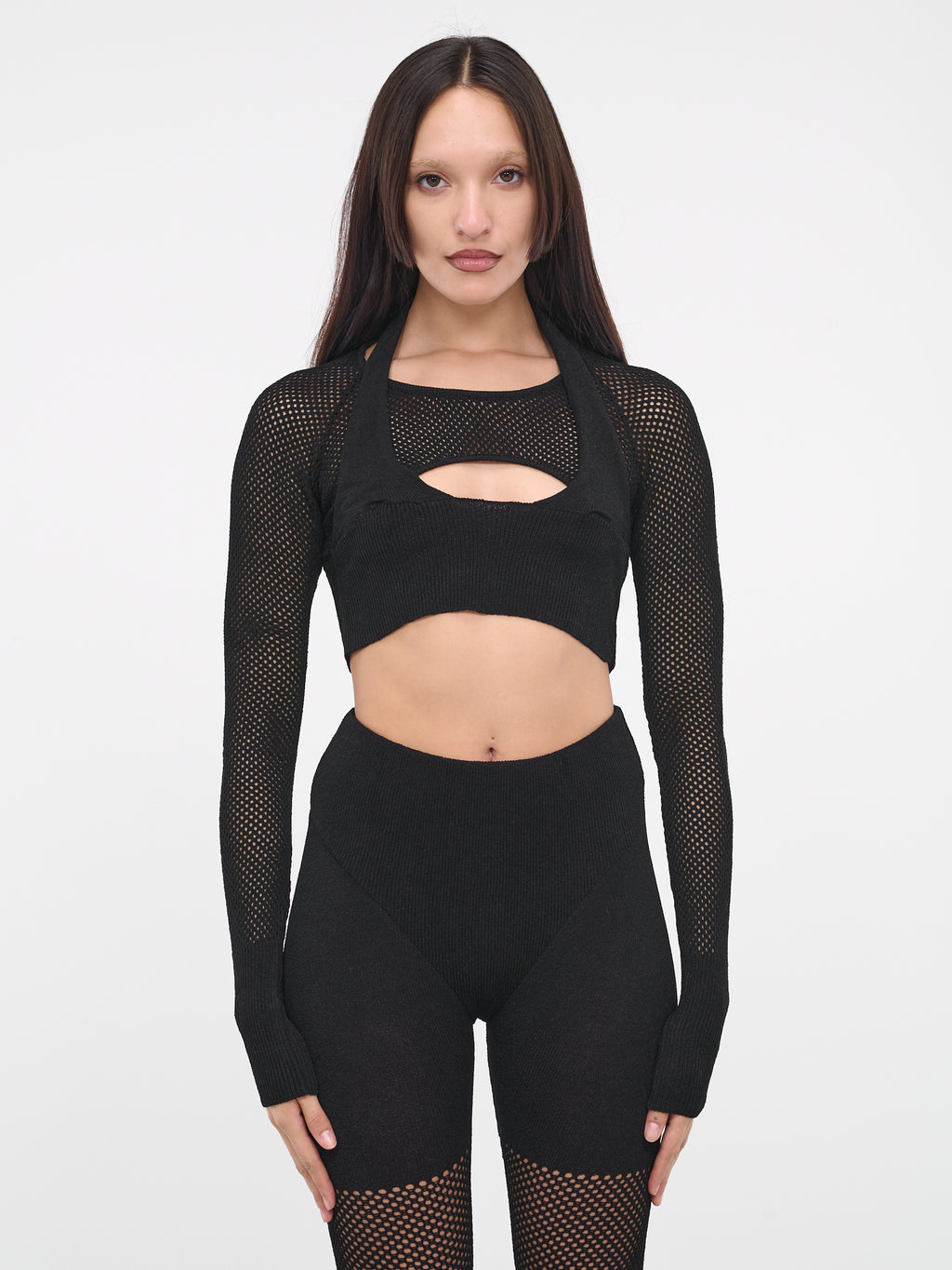 Mesh Knit Leggings (VEPX75030A-VXE600-BLACK)