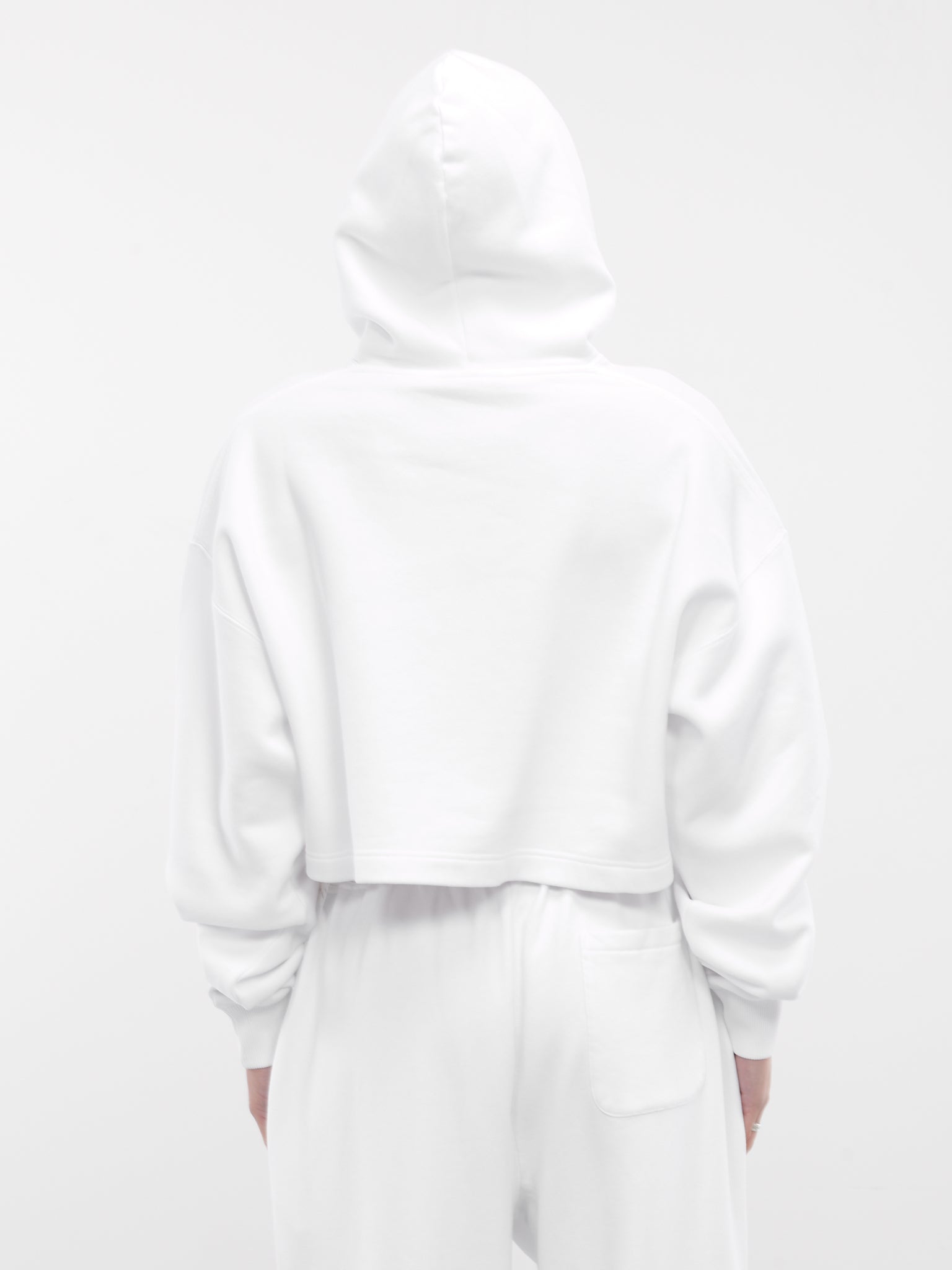 Logo Embroidery Cropped Hoodie (VL22CH100W-WHITE)