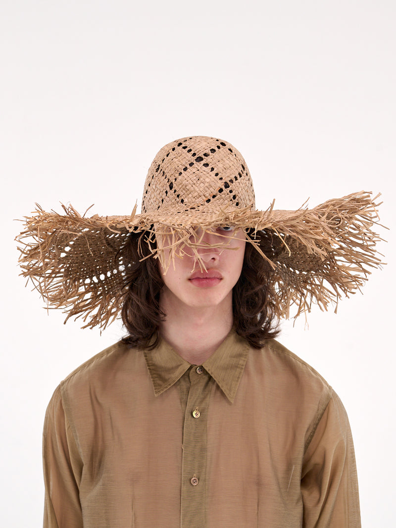 Raffia Argyle Wide Brim Hat (W-251354-35-KHAKI)