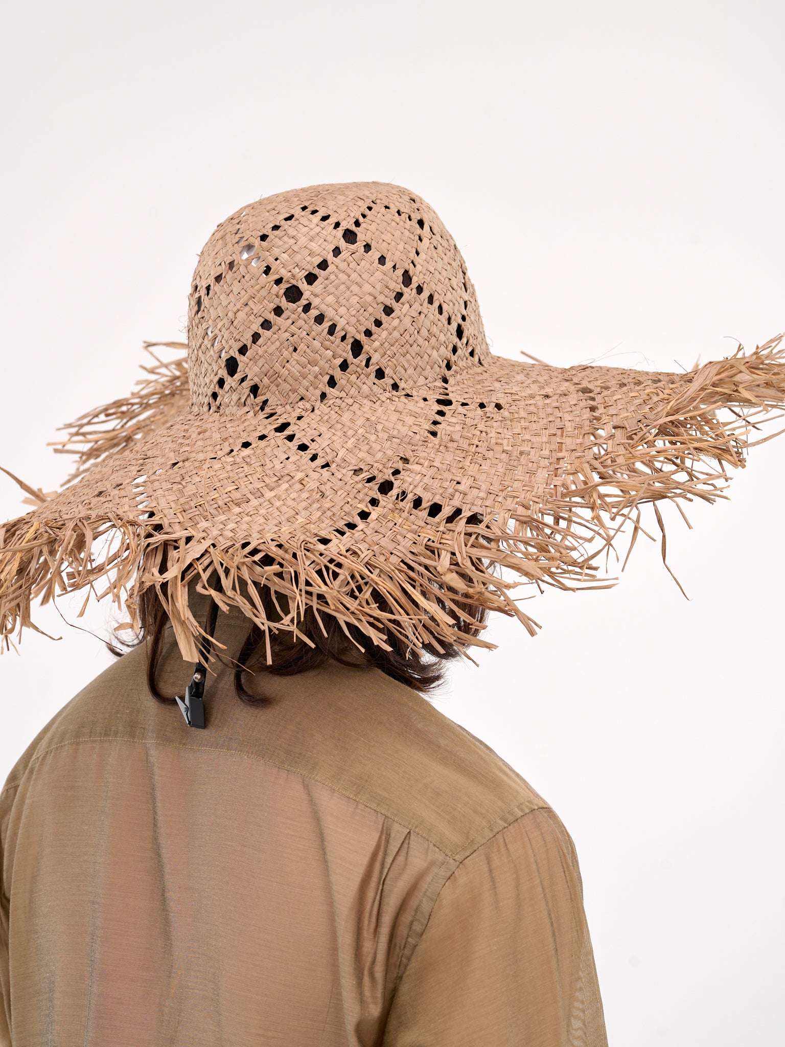 Raffia Argyle Wide Brim Hat (W-251354-35-KHAKI)