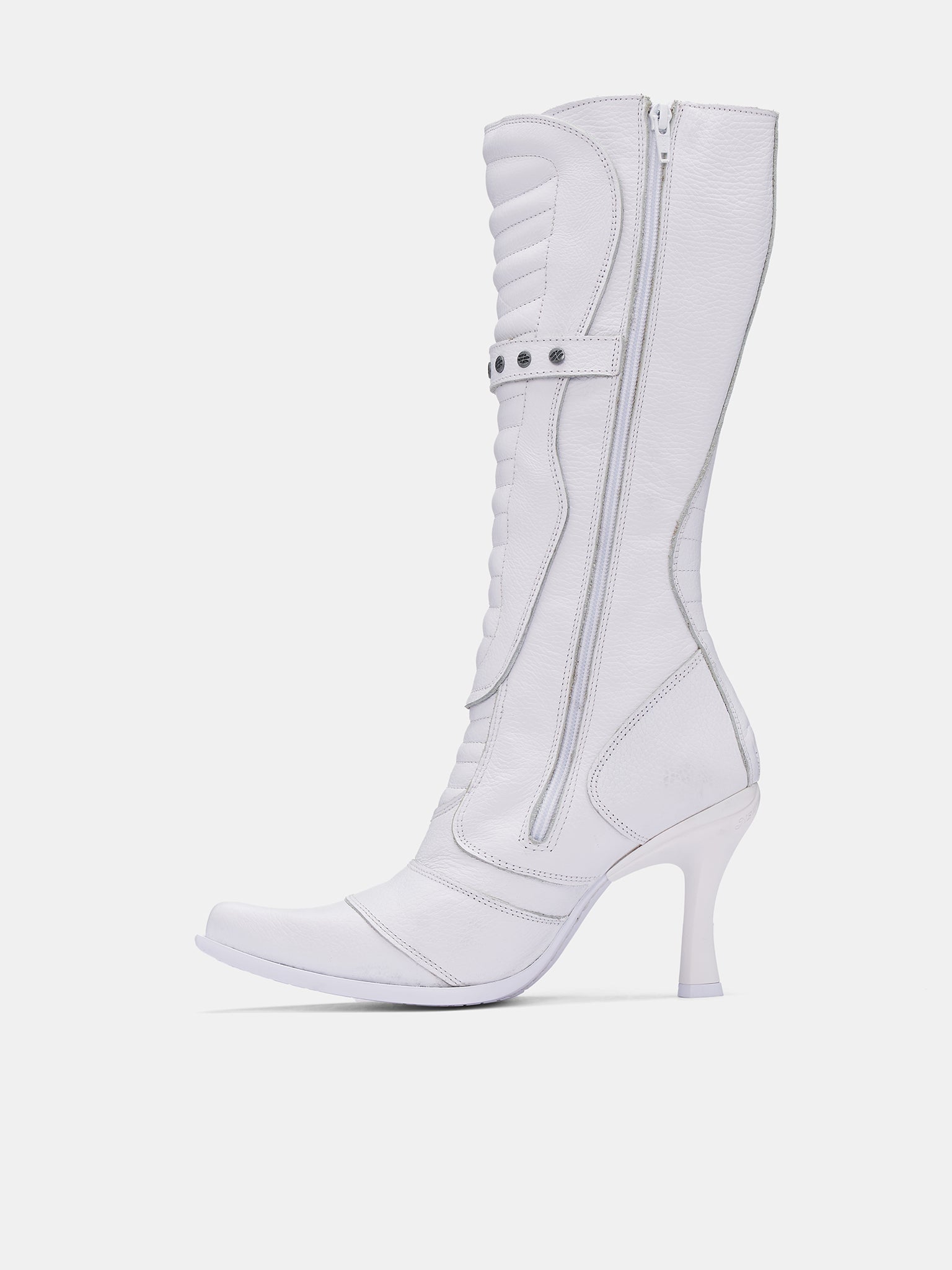 New Rock Biker Heel Boots (WA66BO110W-WHITE)