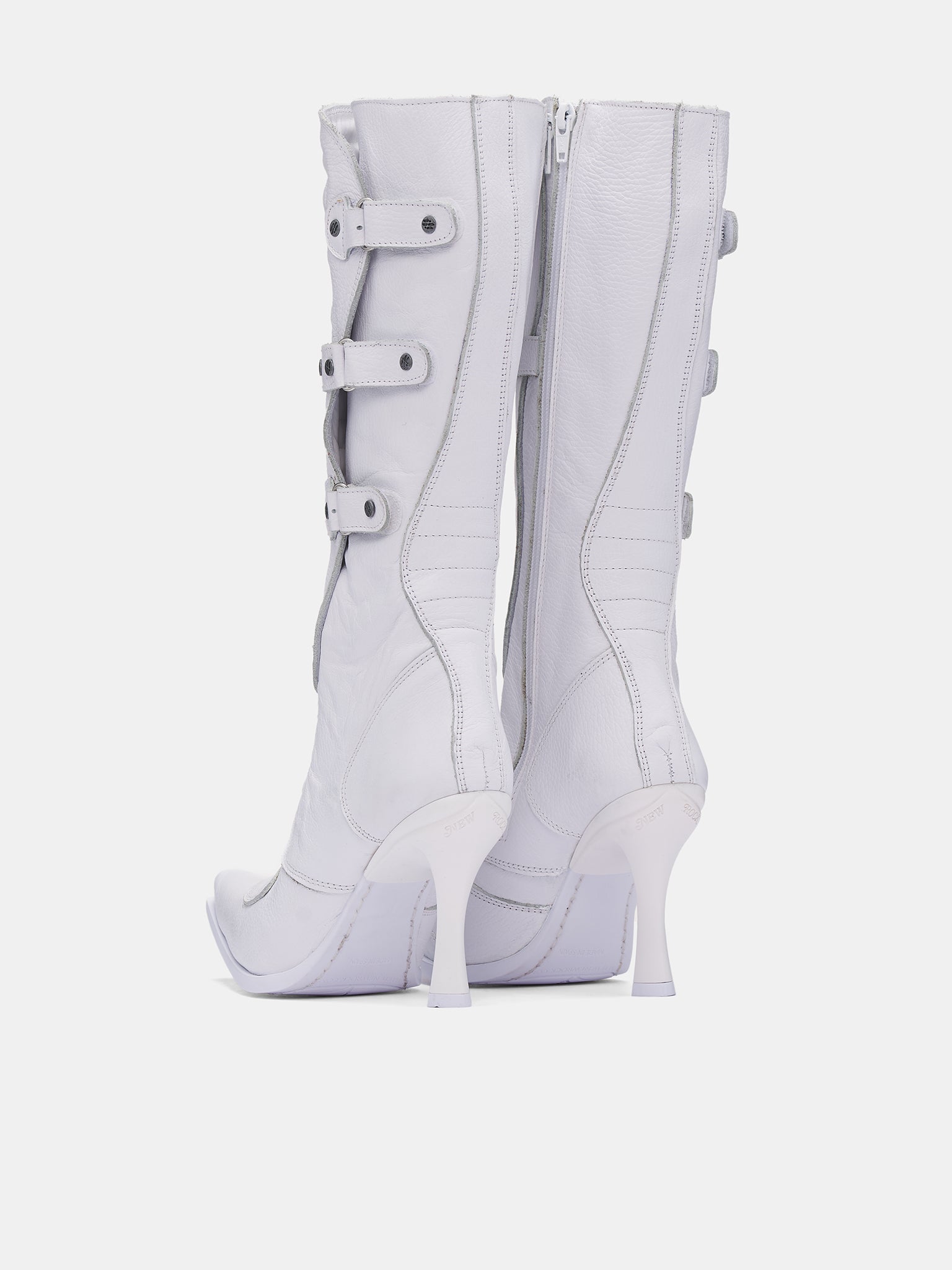 New Rock Biker Heel Boots (WA66BO110W-WHITE)