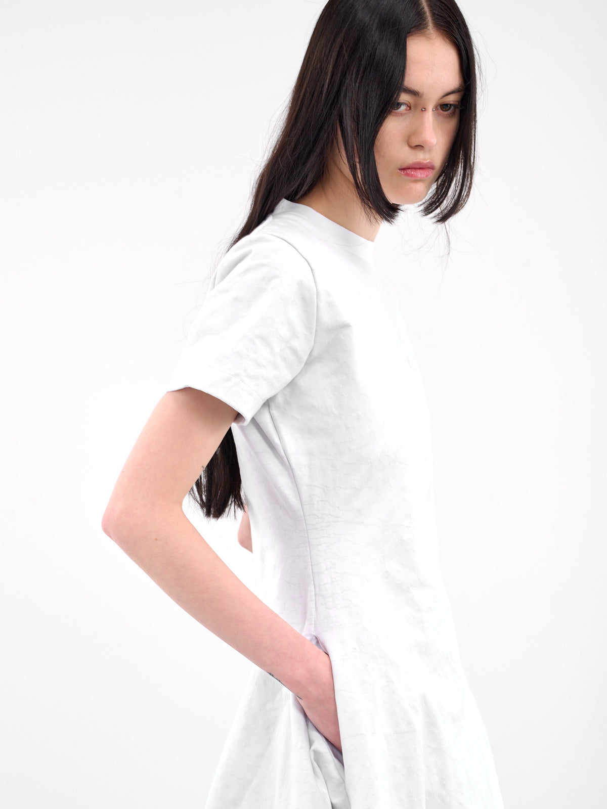 Wrinkled T-Shirt Maxi Dress (WA66DR100W-WHITE)