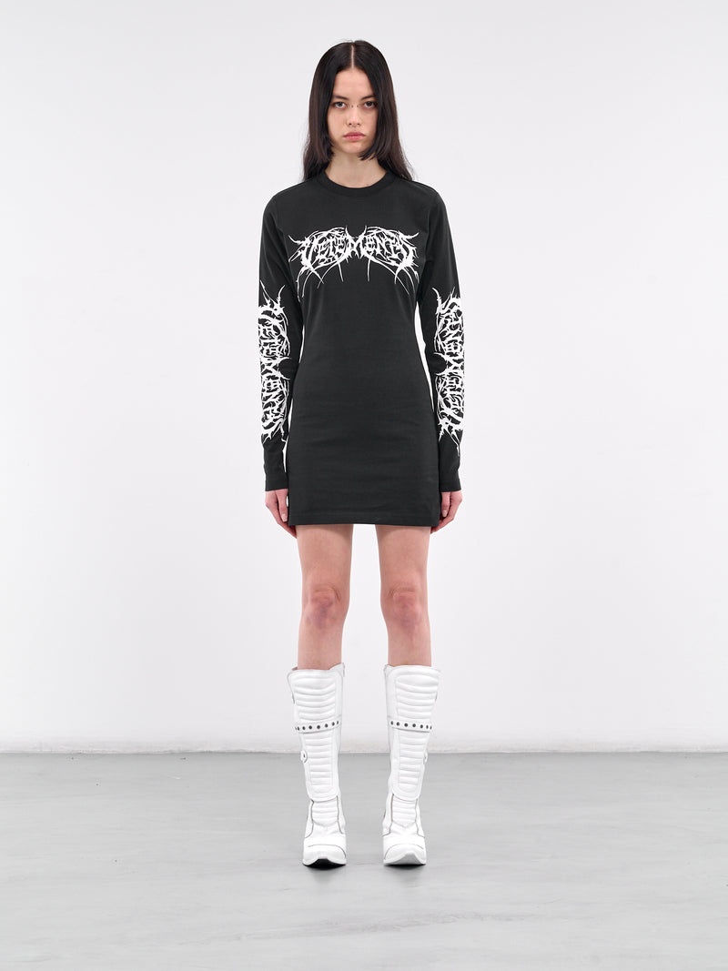 Death Metal Long Sleeve Dress (WA66DR630BW-BLACK-WHITE)