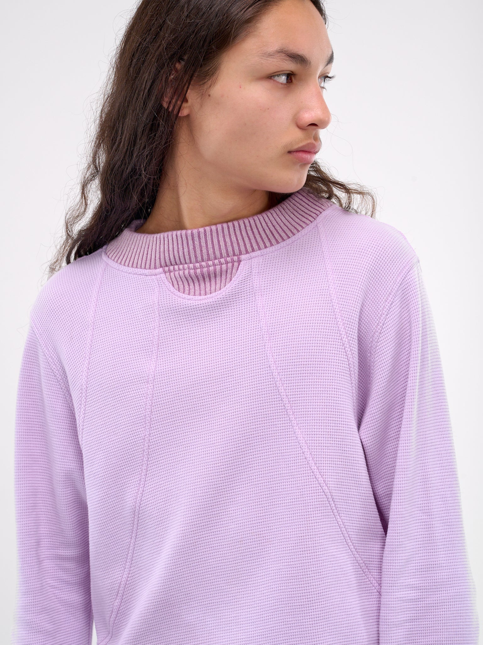 Paneled Waffle Jersey Long Sleeves (WAFLLS-WASHED-LILAC)