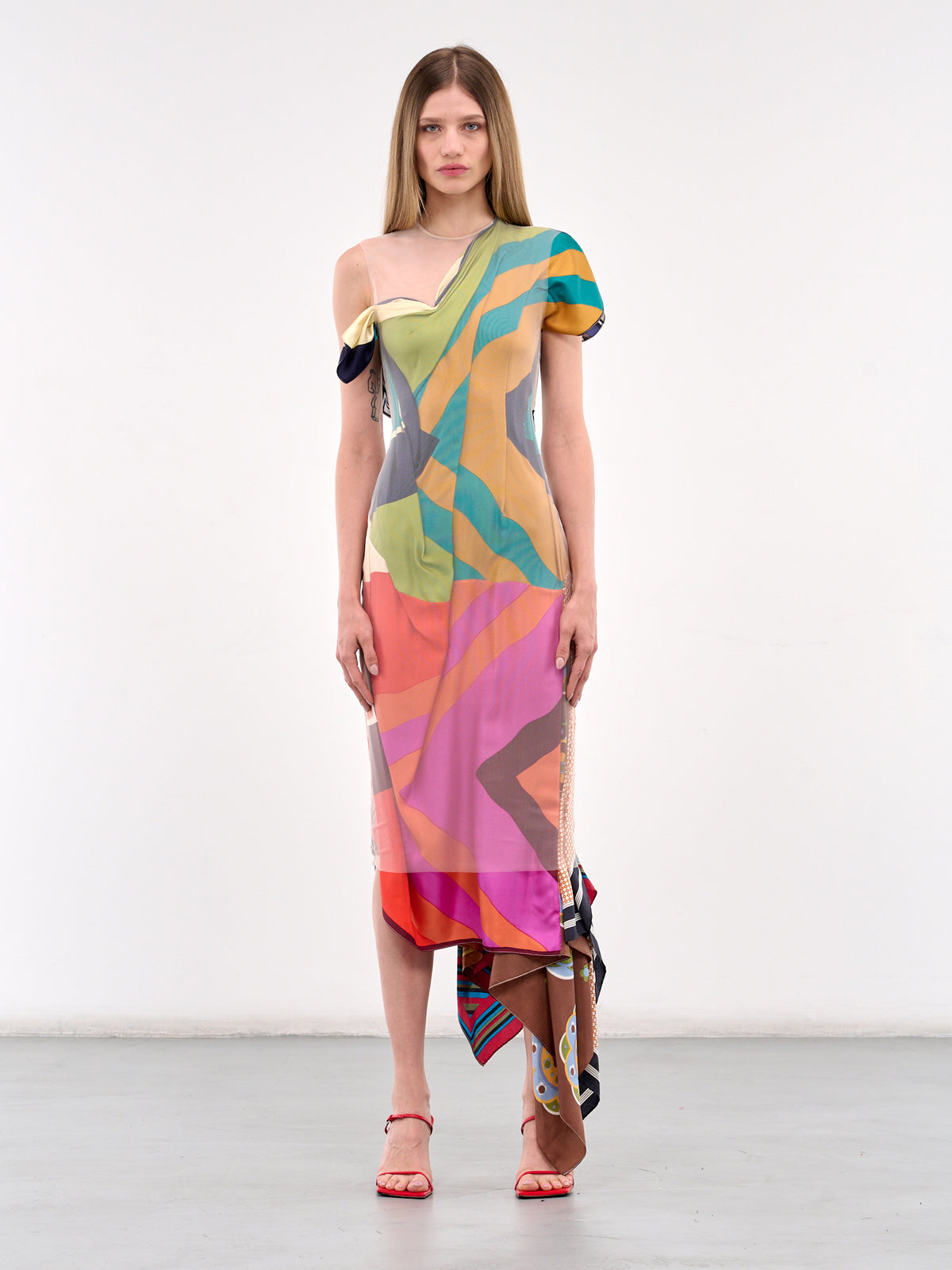 Regenerated Silk Scarves Dress (WDR330A-UWOV0028-MULTI)