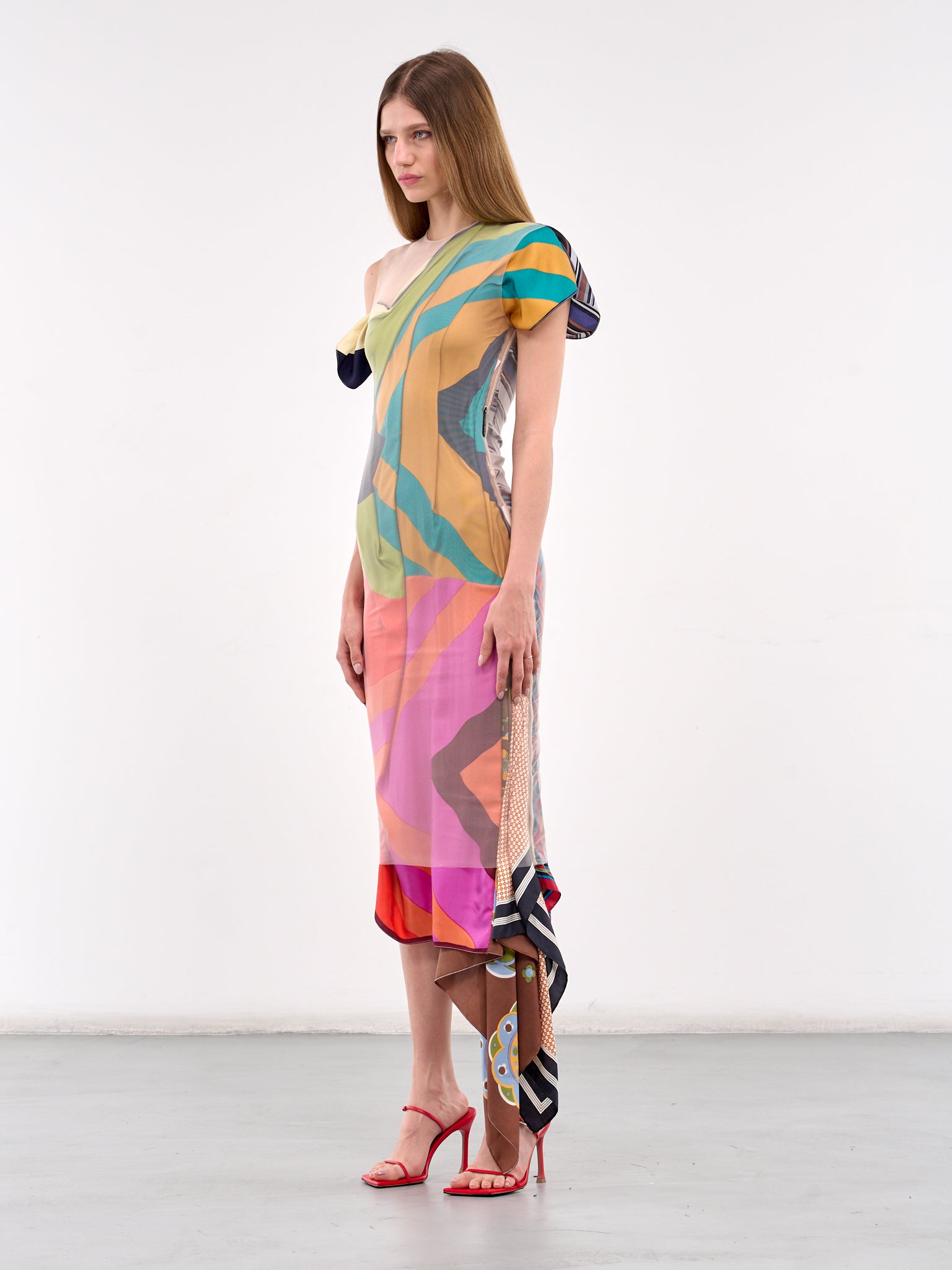 Regenerated Silk Scarves Dress (WDR330A-UWOV0028-MULTI)