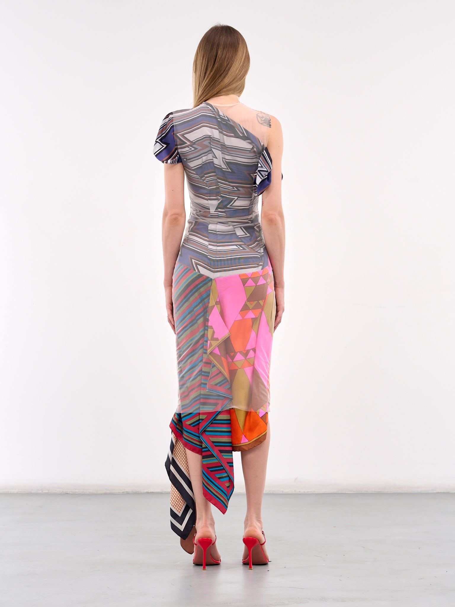 Regenerated Silk Scarves Dress (WDR330A-UWOV0028-MULTI)