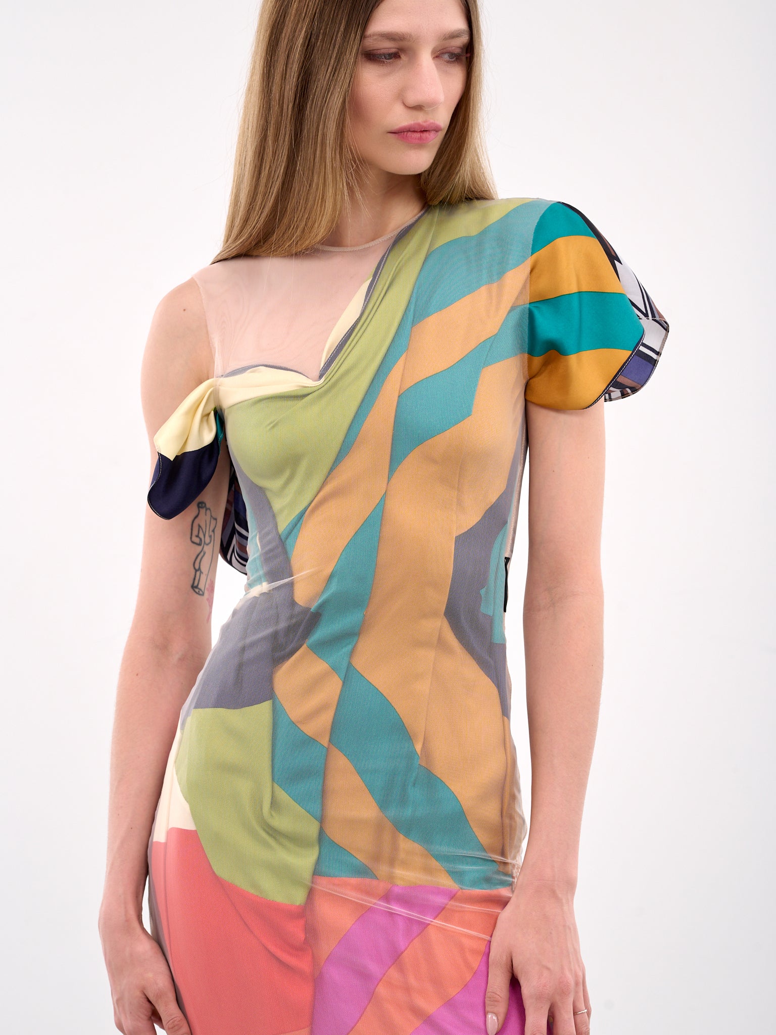 Regenerated Silk Scarves Dress (WDR330A-UWOV0028-MULTI)