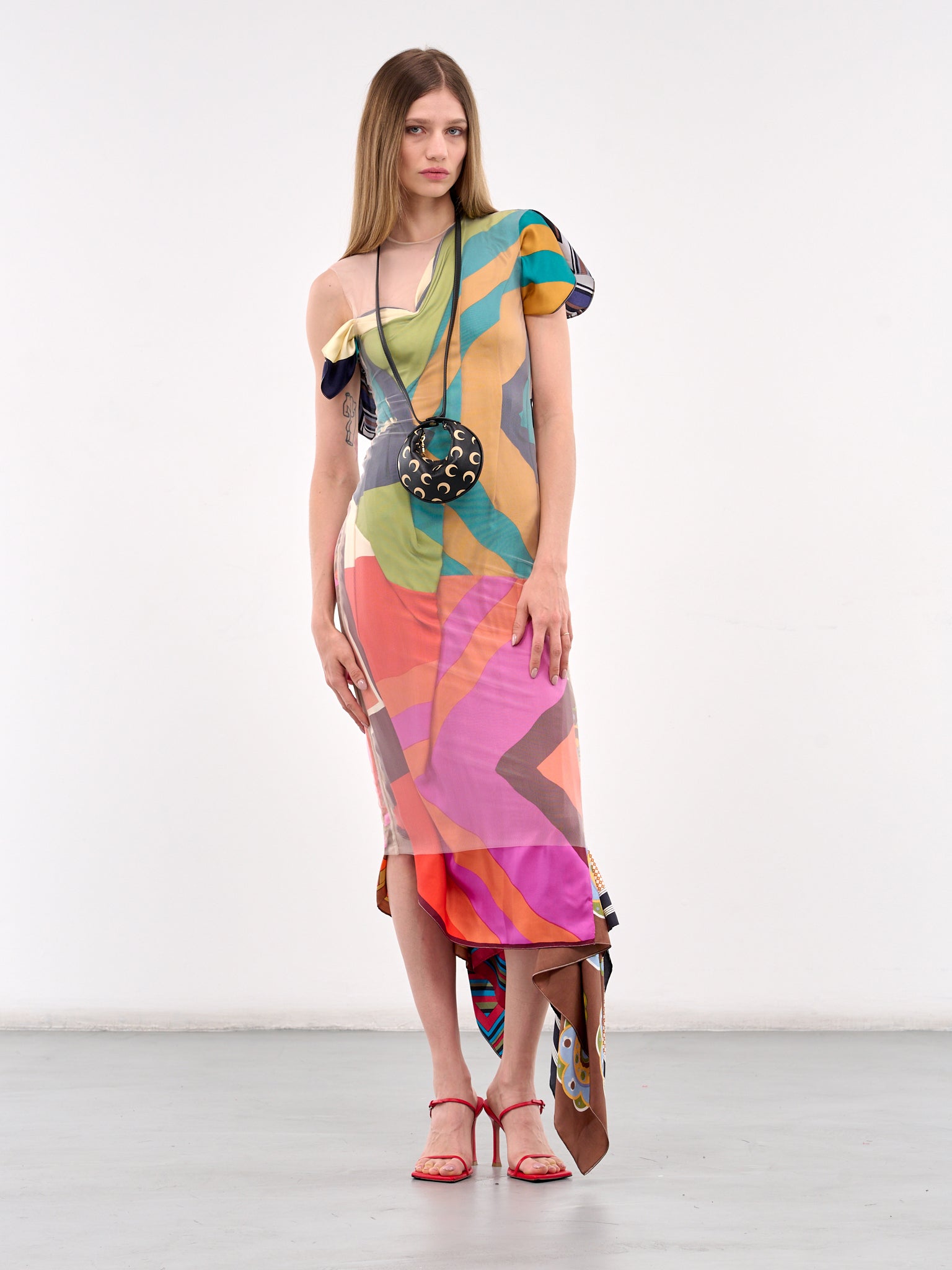 Regenerated Silk Scarves Dress (WDR330A-UWOV0028-MULTI)