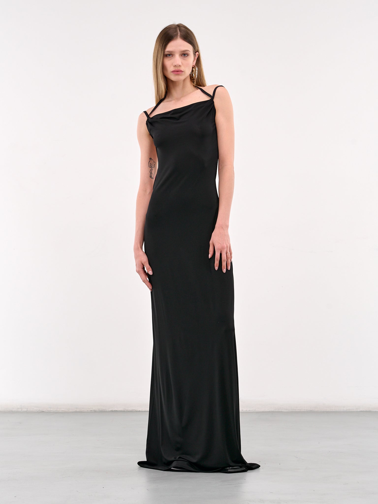 Draped Jersey Thong Dress (WDR335A-CJER0022-BLACK)