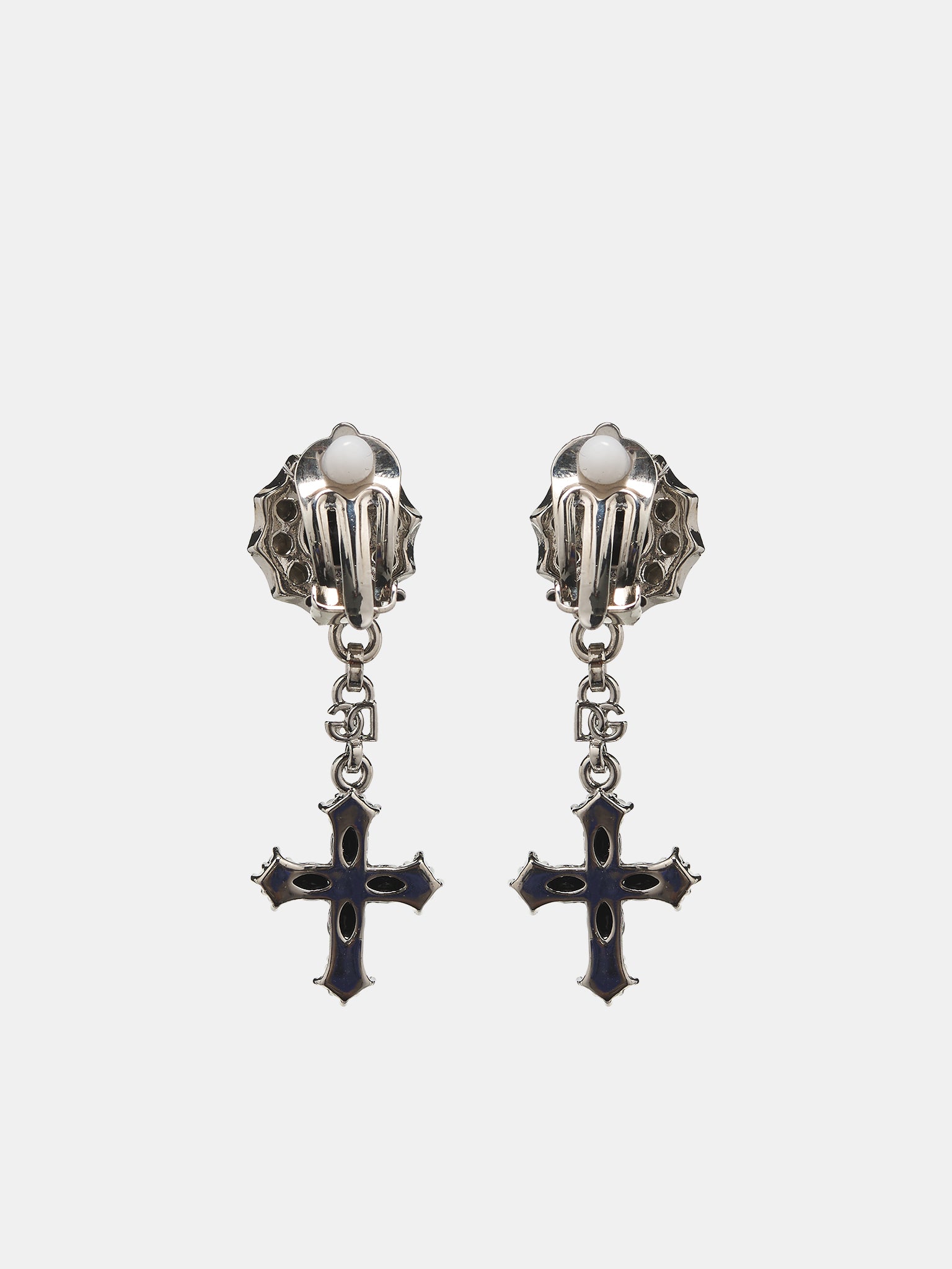 Drop Earrings With Crosses (WEQ4S2-W1111-BLACK-SILVER)