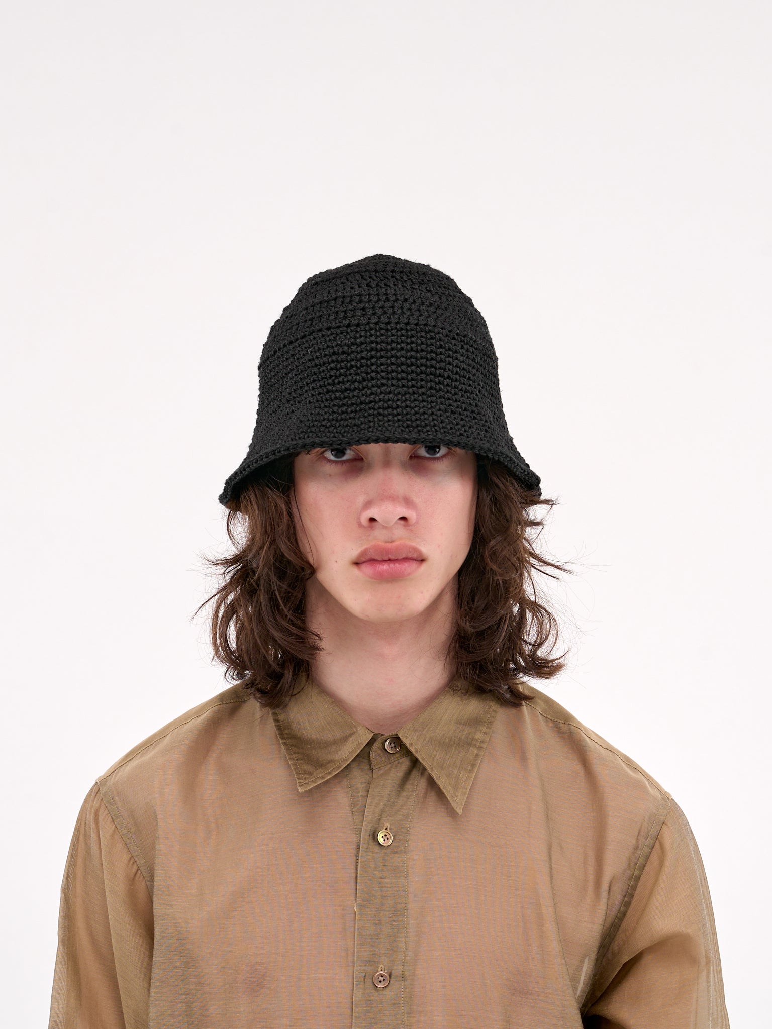 Linen Hand Knit Sailor Hat (WKN-251110-01-BLACK)