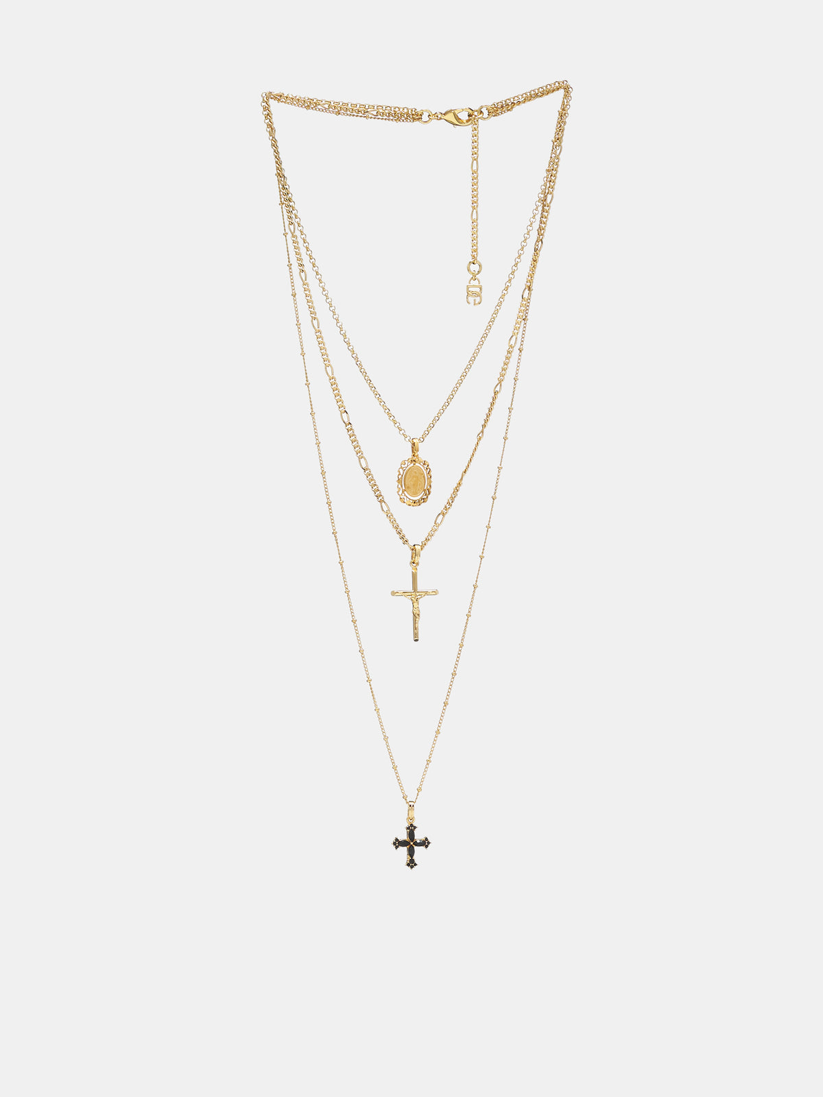 Layered Cross Necklace (WNQ4S4-W1111-GOLD)