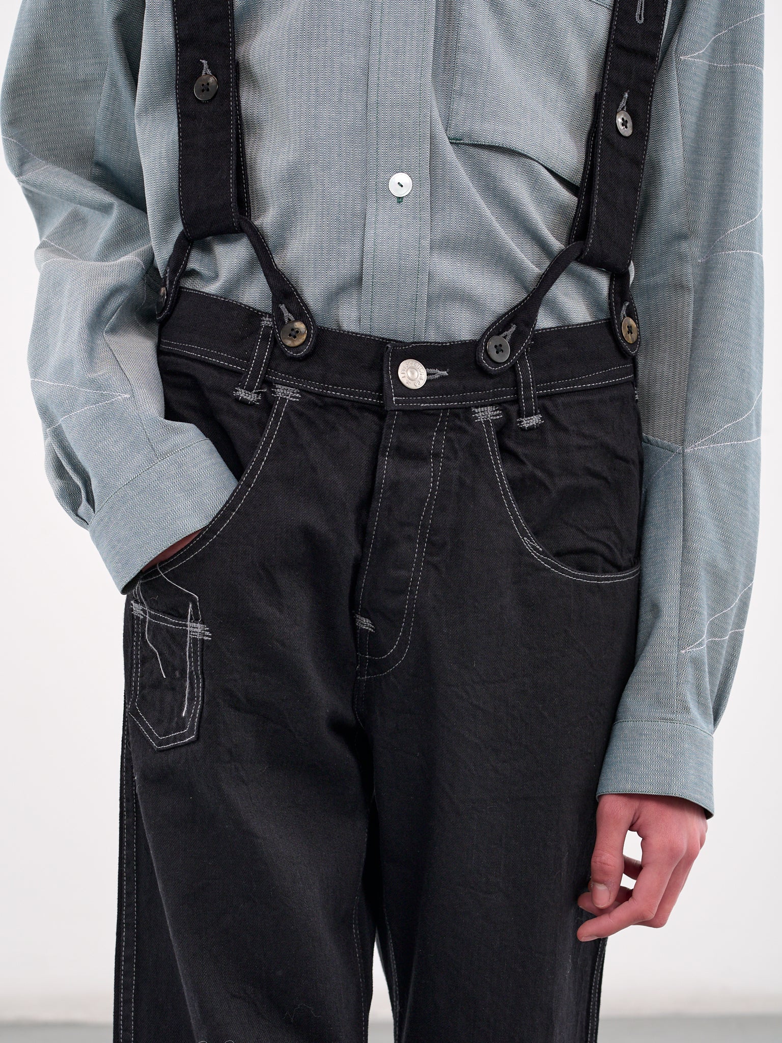 Suspender Denim Jeans (WO-P202-051-1-BLACK)