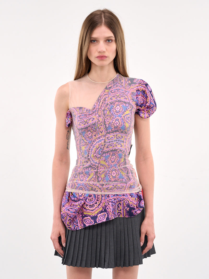 Regenerated Silk Scarves Layer Top (WTO422A-UWOV0028-MULTI)